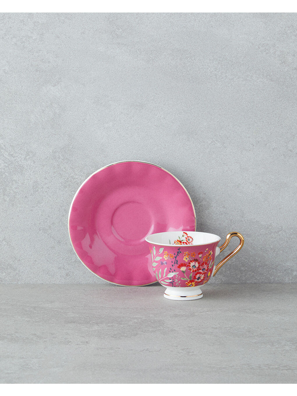 Miranda Garden New Bone China 12 Parça 6 Kişilik Kahve Fincan Takımı 90 ml Pembe-1