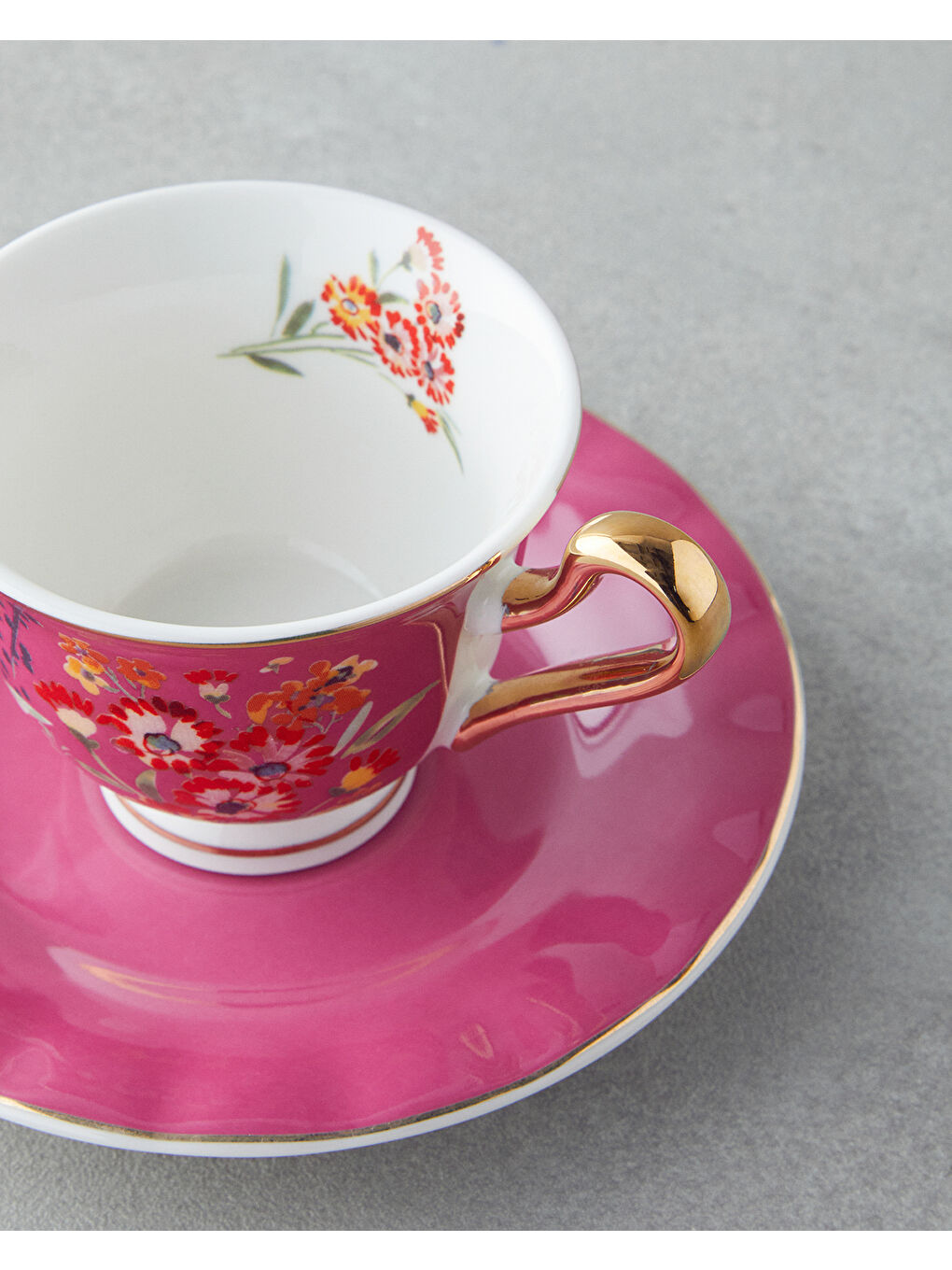 Miranda Garden New Bone China 12 Parça 6 Kişilik Kahve Fincan Takımı 90 ml Pembe-3