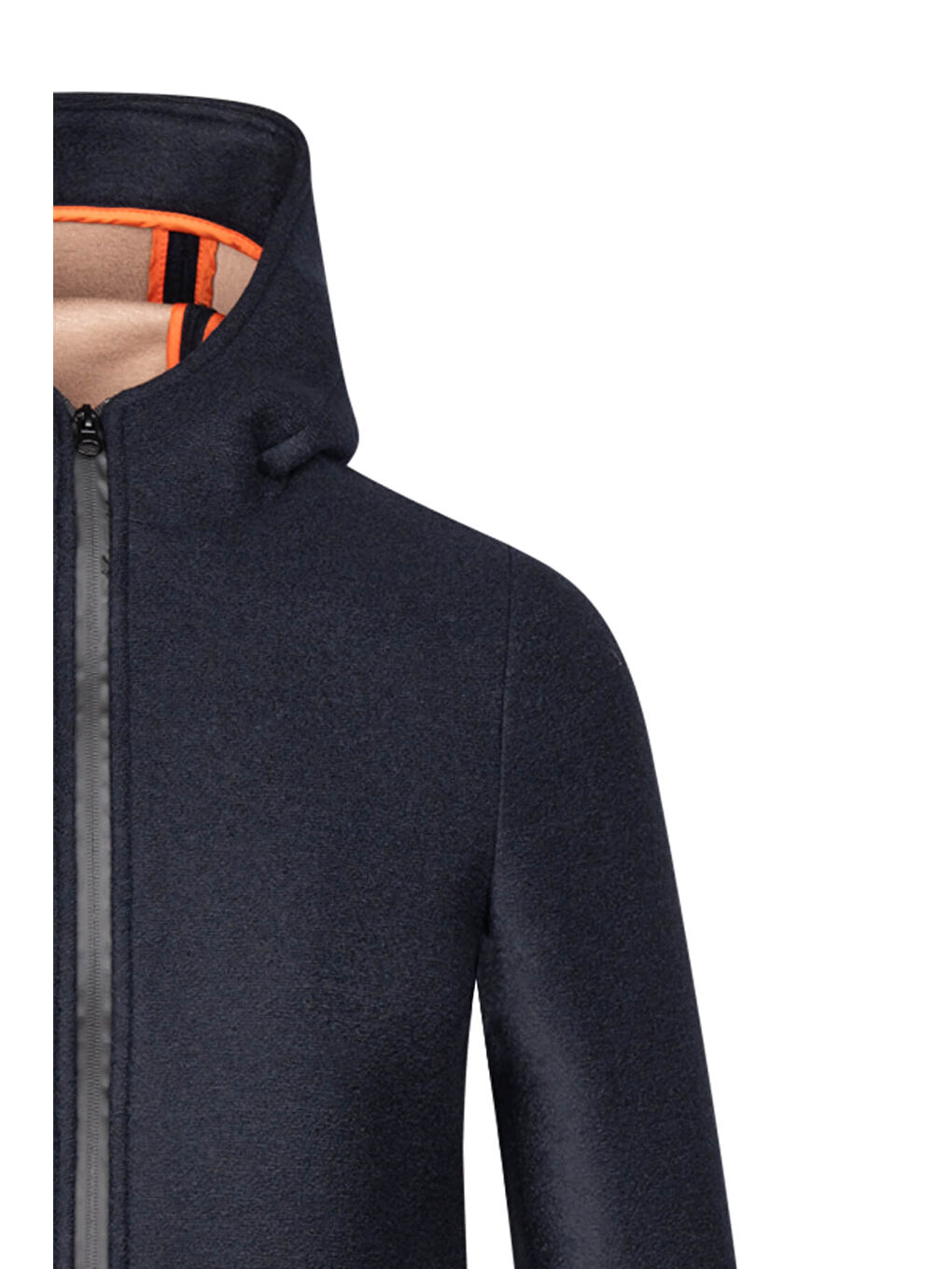 Lacivert Regular Fit Hakim Yaka Kapüşonlu Yünlü Kaşe Mont-2