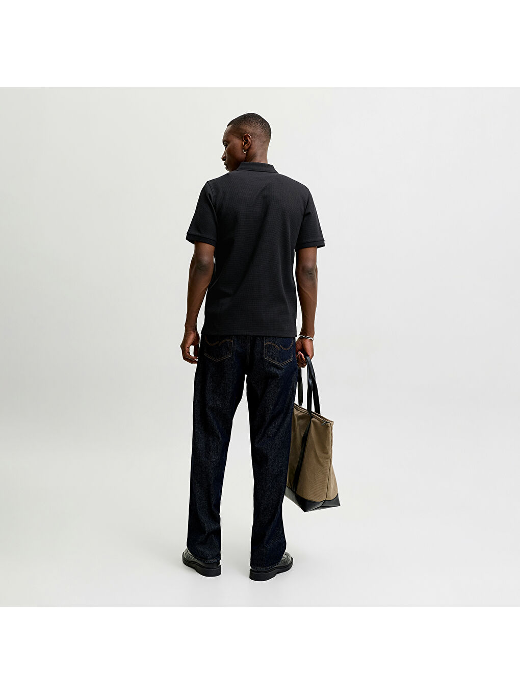 Austin Erkek Siyah Polo Yaka Tişört-1