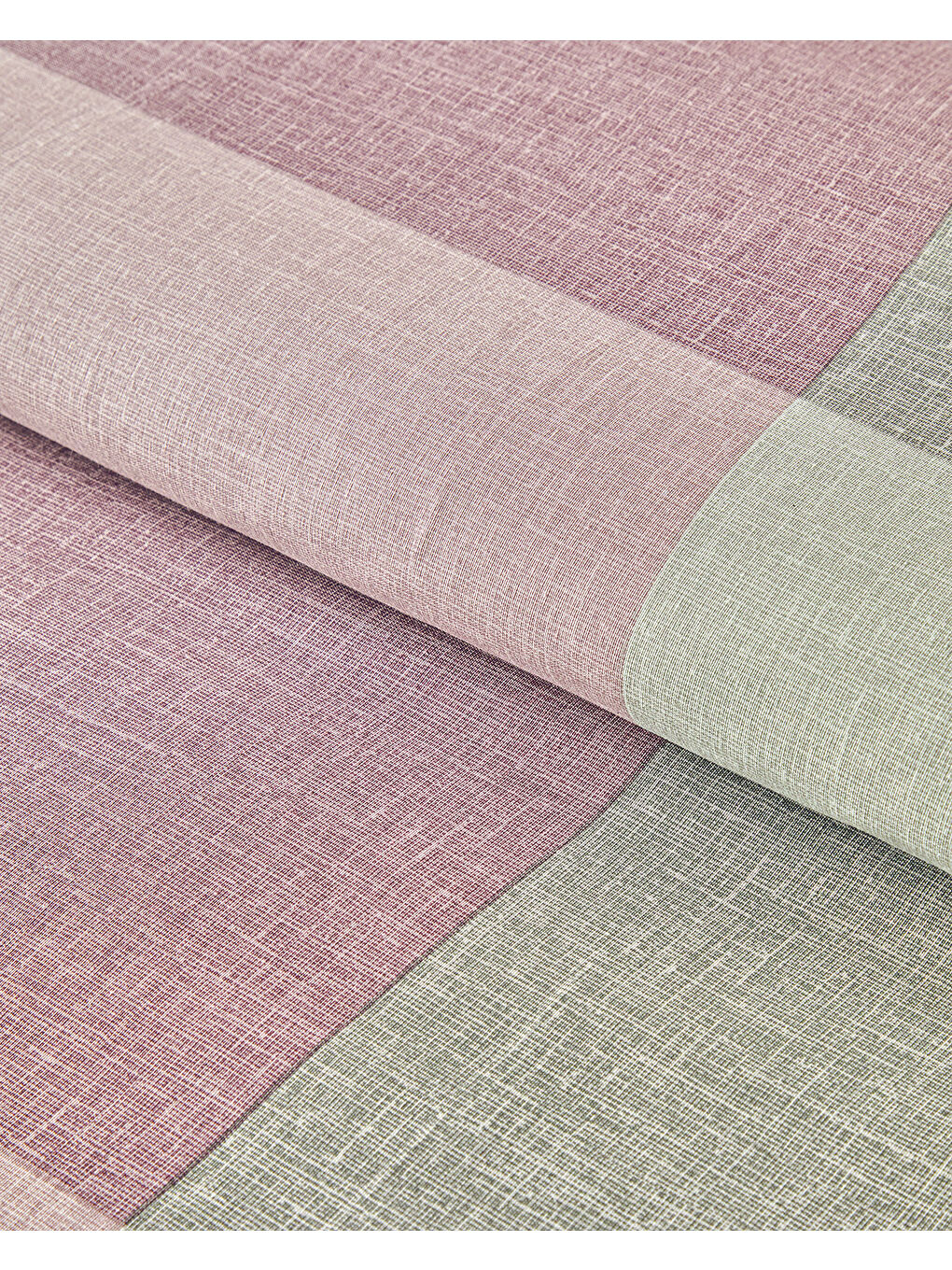 Textured Plaid Kolay Ütülenir Çift Kişilik Nevresim Seti 200x220 cm Yeşil-Mürdüm-1