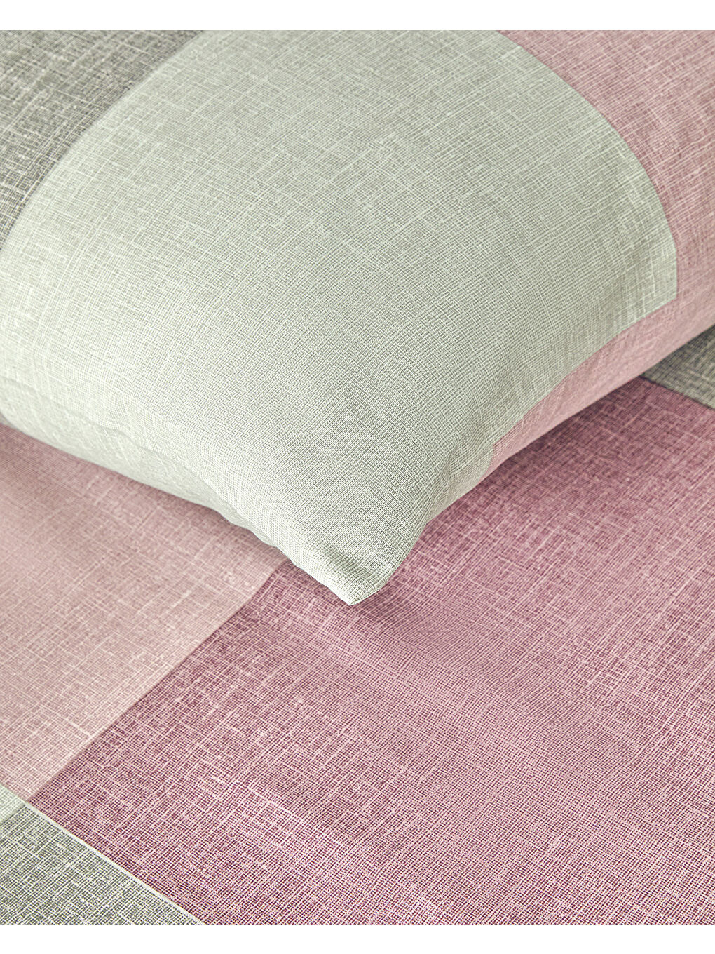 Textured Plaid Kolay Ütülenir Çift Kişilik Nevresim Seti 200x220 cm Yeşil-Mürdüm-2