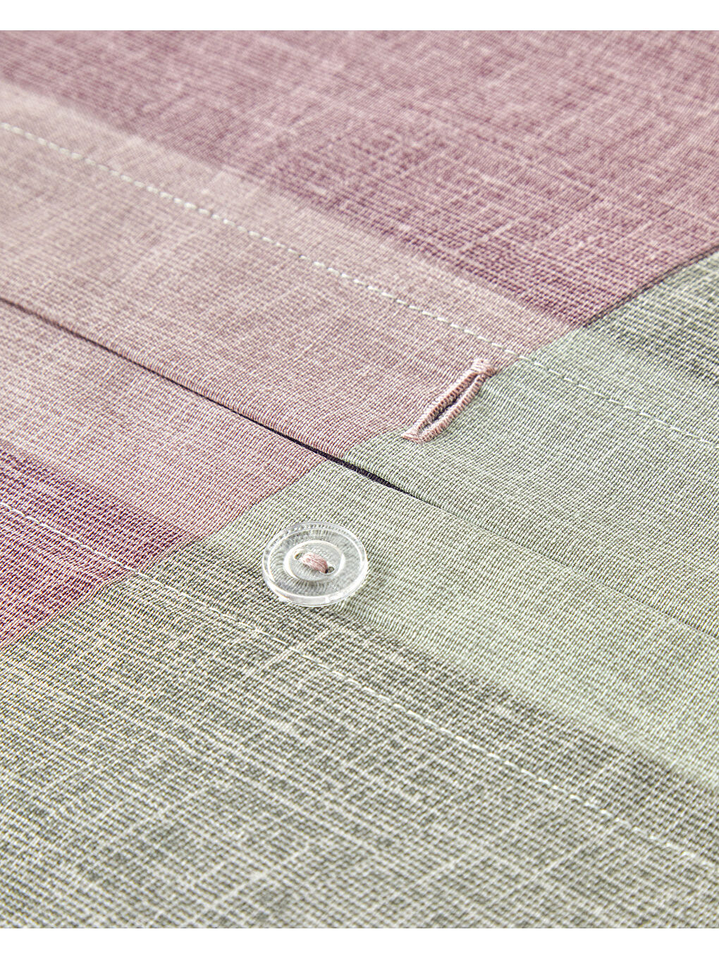 Textured Plaid Kolay Ütülenir Çift Kişilik Nevresim Seti 200x220 cm Yeşil-Mürdüm-3