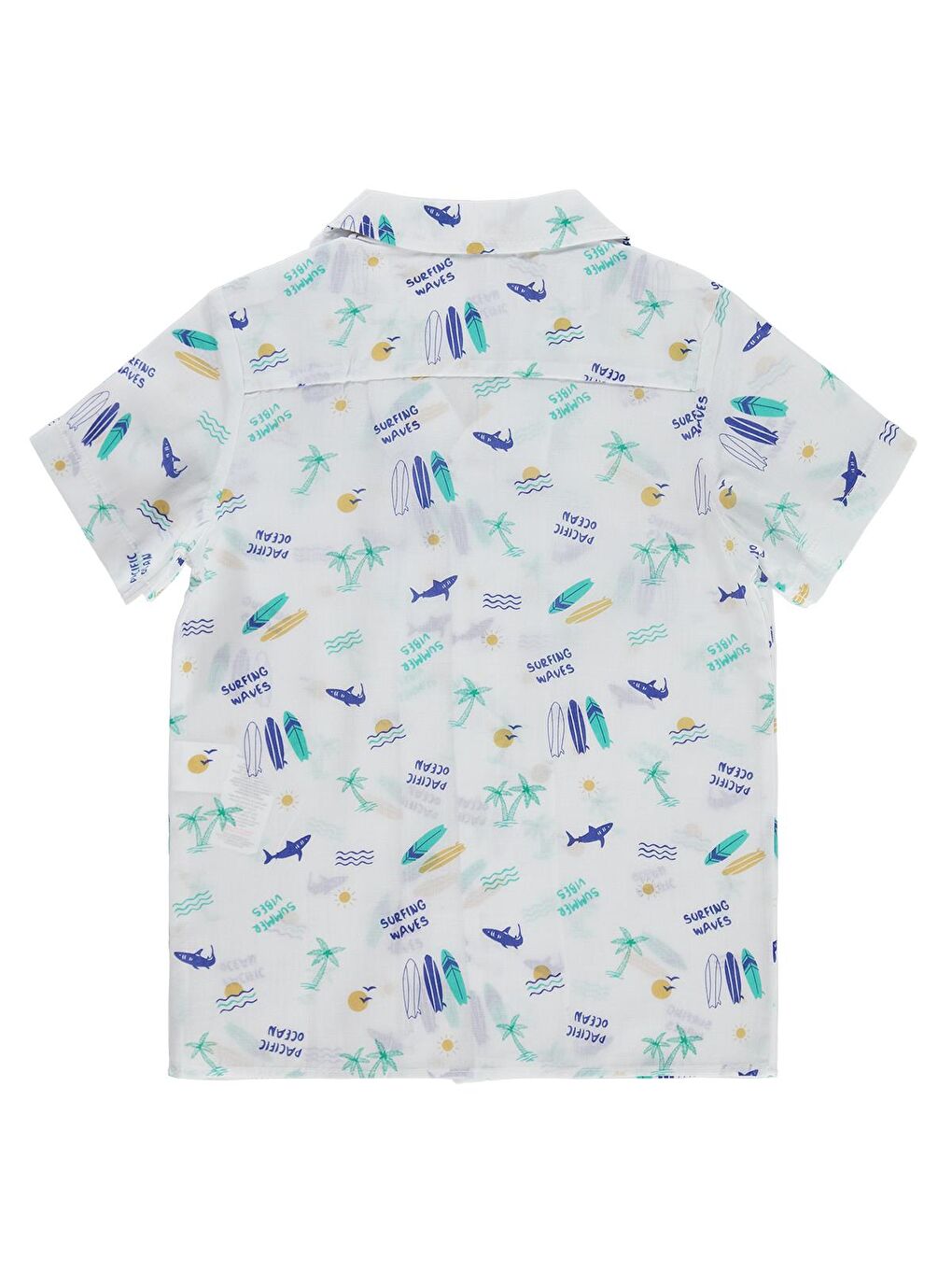 Boys Köpekbalığı Palmiye Baskılı 6-9 Yaş Gömlek - Beyaz-1
