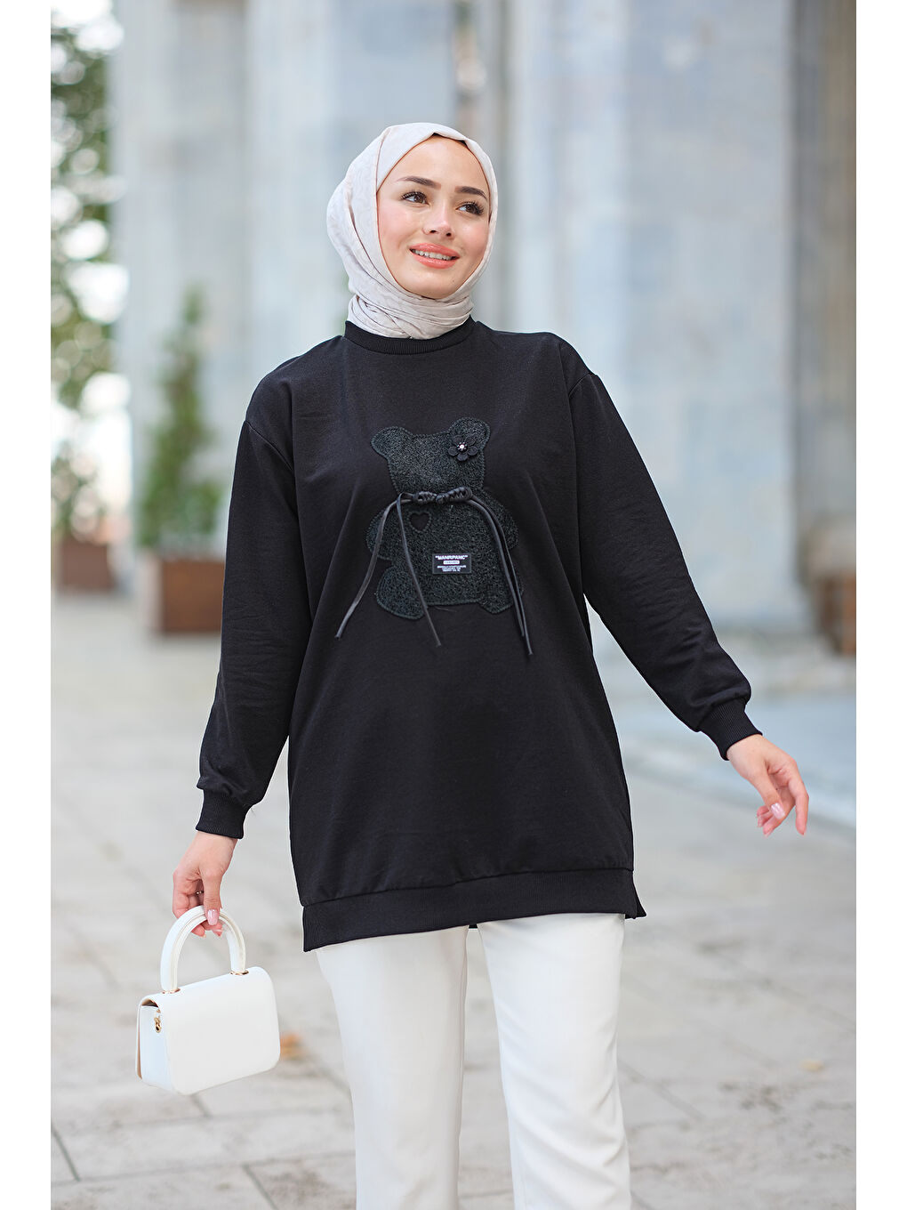 Locco Moda Ayıcık Nakışlı Tunik Siyah - 2