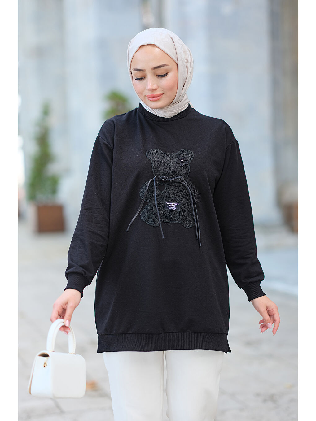 Locco Moda Ayıcık Nakışlı Tunik Siyah - 3