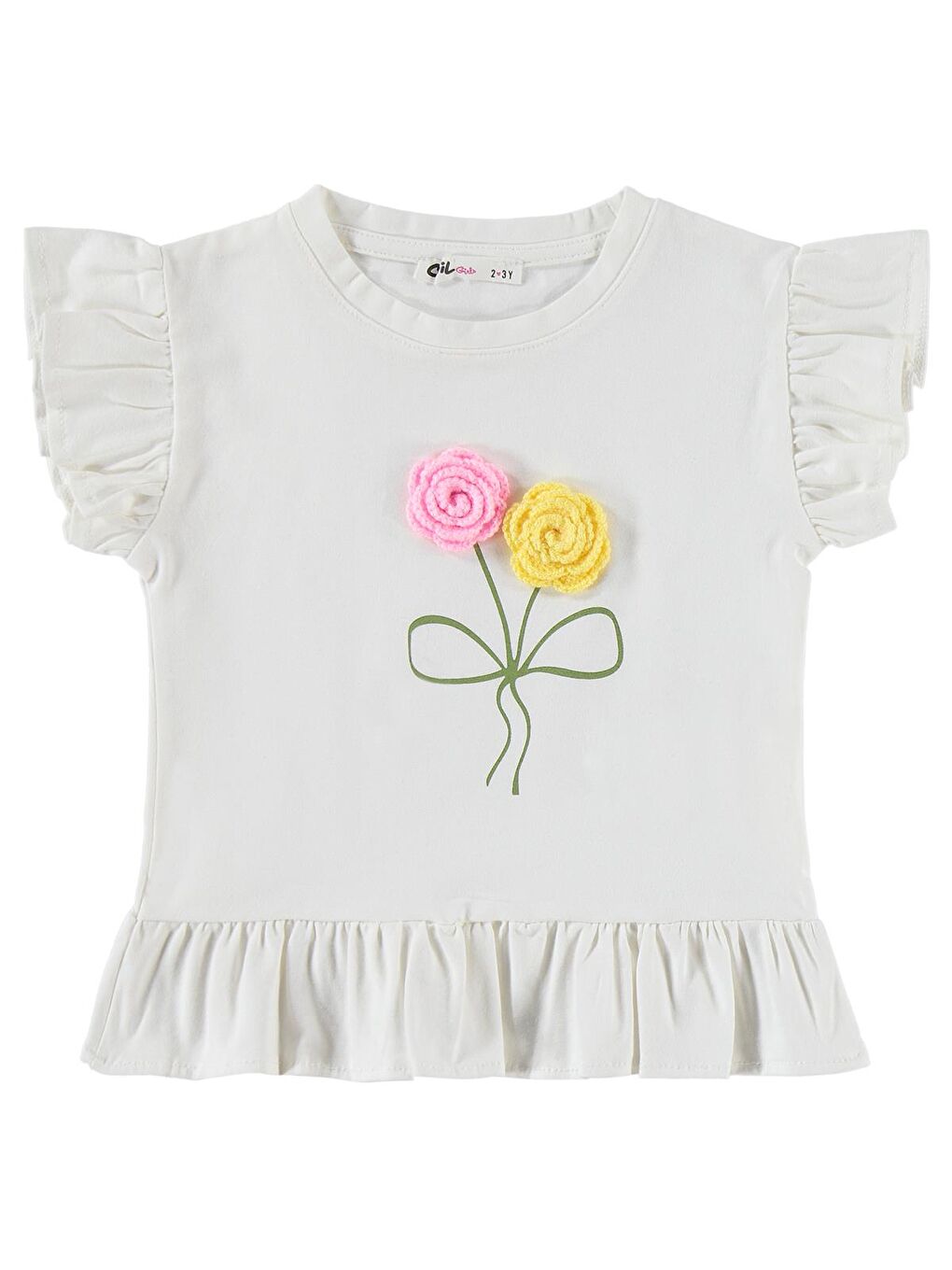 Girls Kolu Fırfırlı 2-5 Yaş Takım - Ekru-1