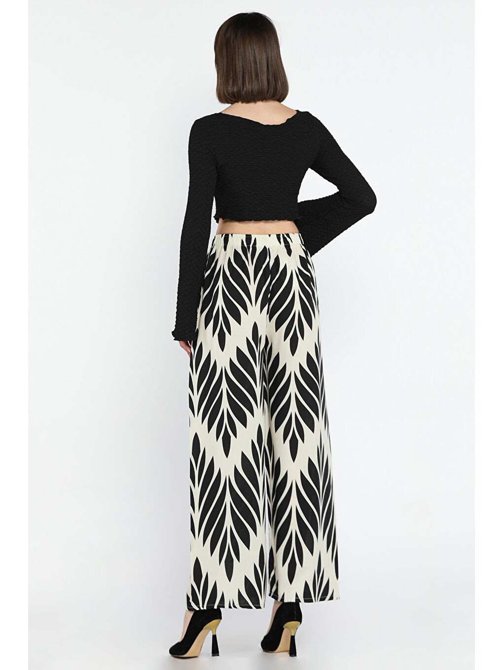 Siyah Kadın Viskon Yürüyüş Pantolonu-2