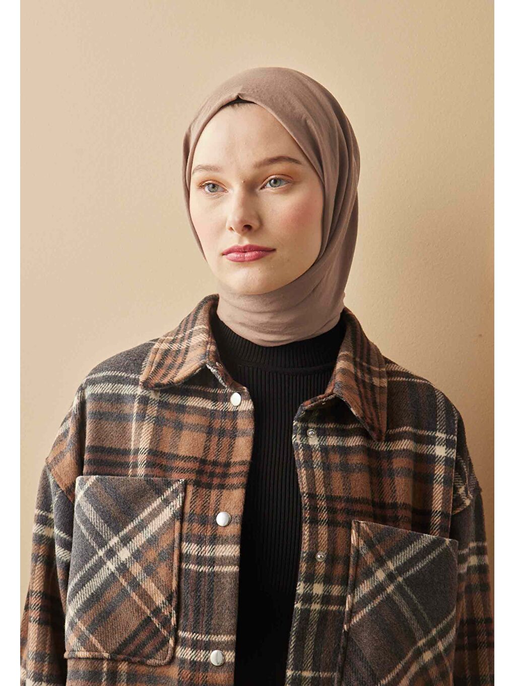 Kahverengi Pamuk Crash Şal Latte-1