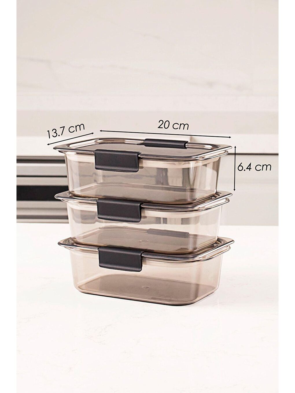 Gri Org-130 3'lü Meyve & Sebze Saklama Kabı Seti Kapaklı Beslenme Kabı 900ml*3-2