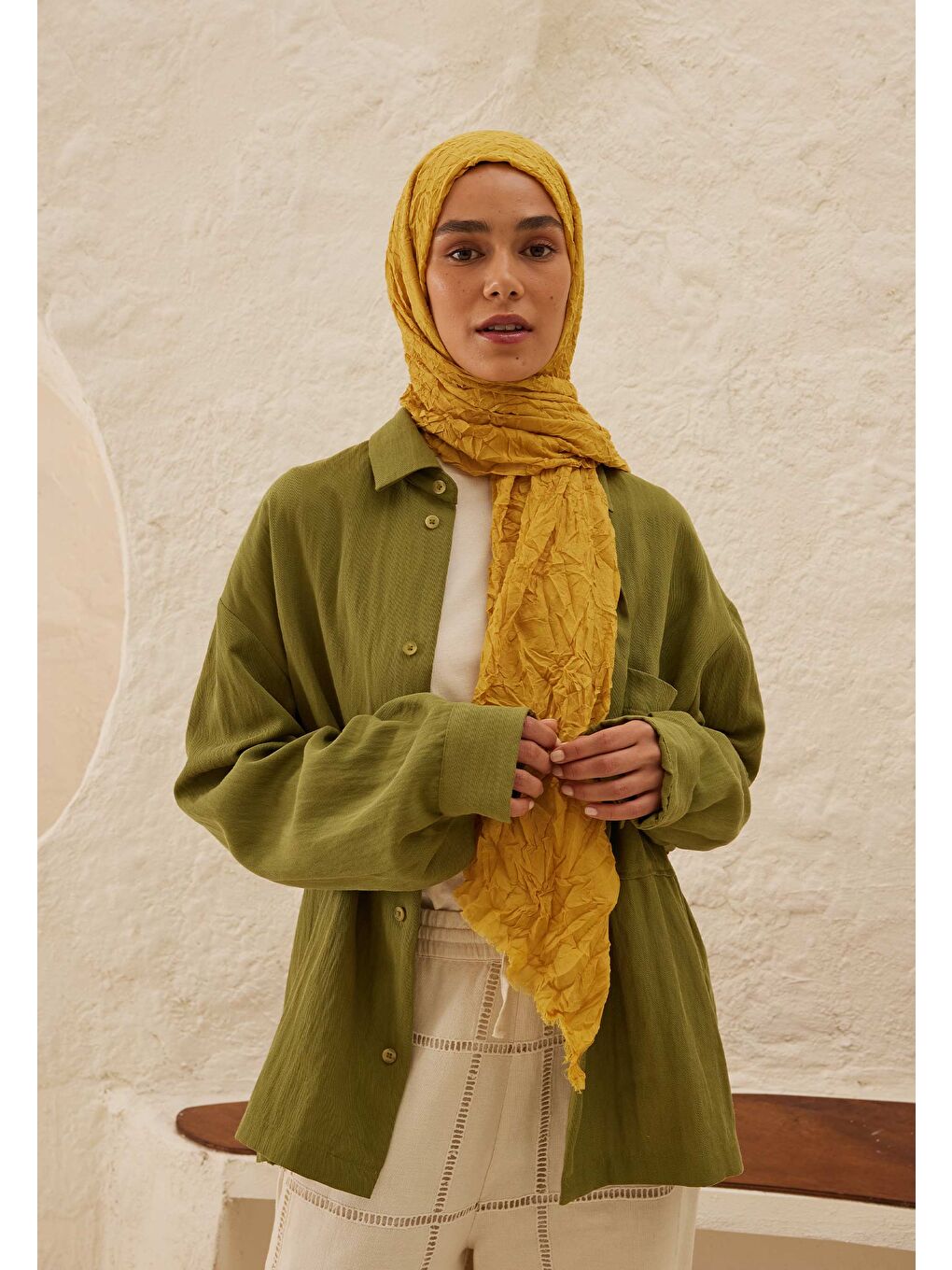 Sarı Vual Crash Şal Ayçiçeği-1