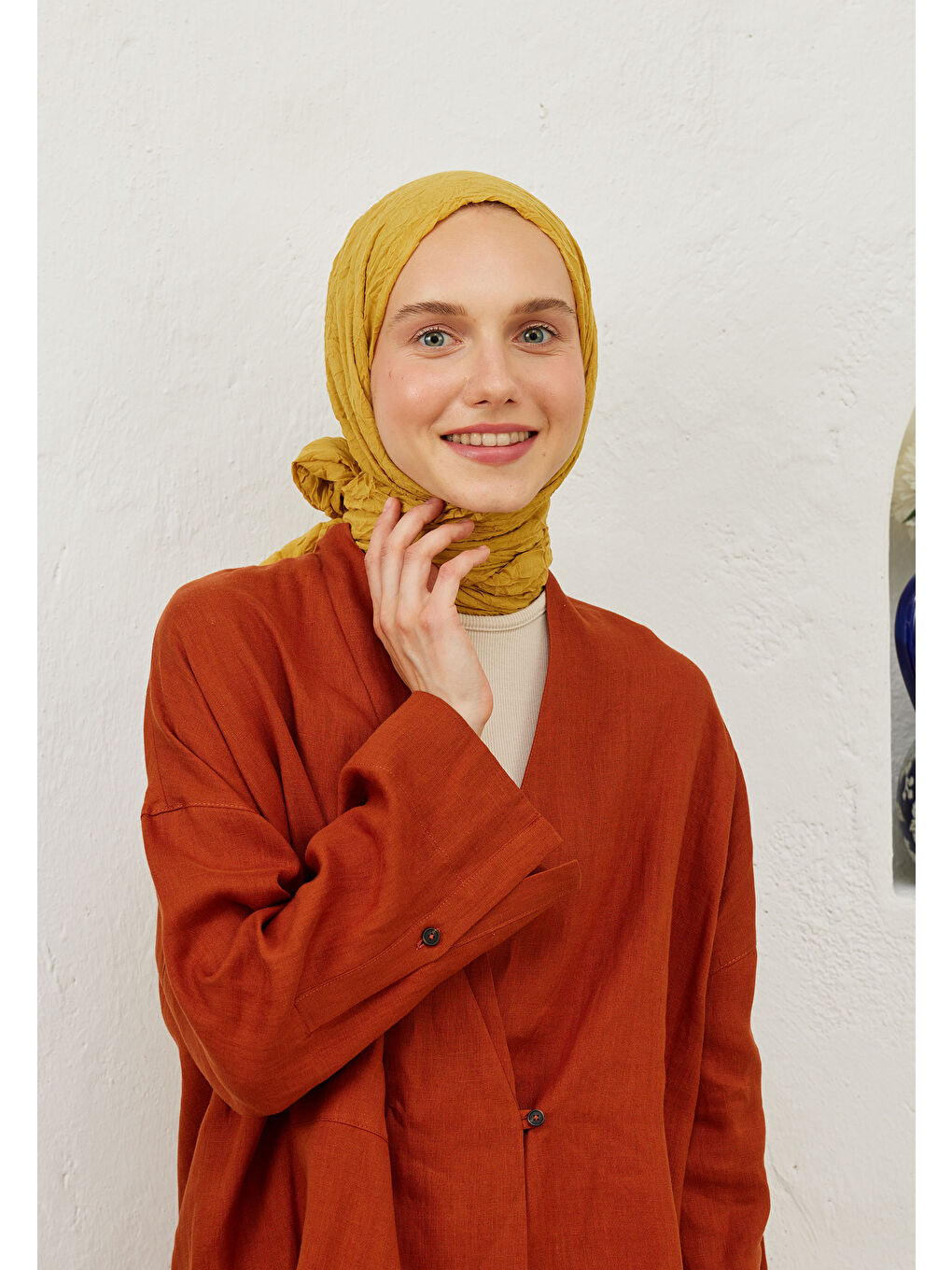 Sarı Vual Crash Şal Ayçiçeği-4