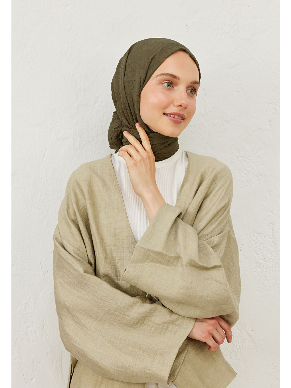 Yeşil Vual Crash Şal Biberiye-1