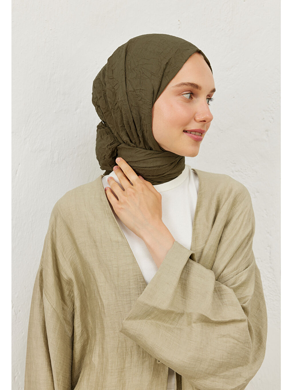 Yeşil Vual Crash Şal Biberiye-2