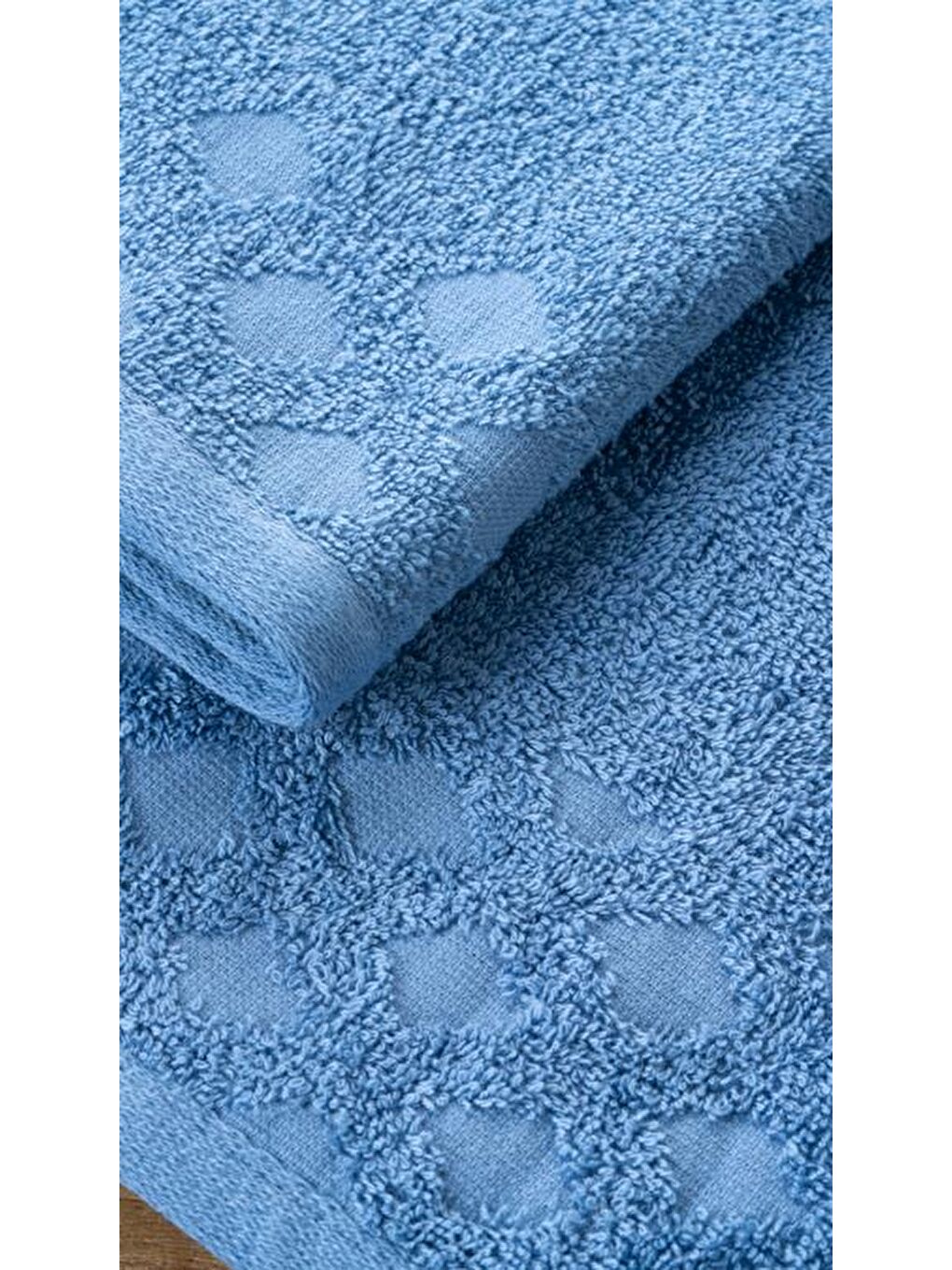 2'li Harem %100 Doğal Pamuklu El / Yüz Havlu Seti 50x90 + 30x50 Cm Lacivert-1