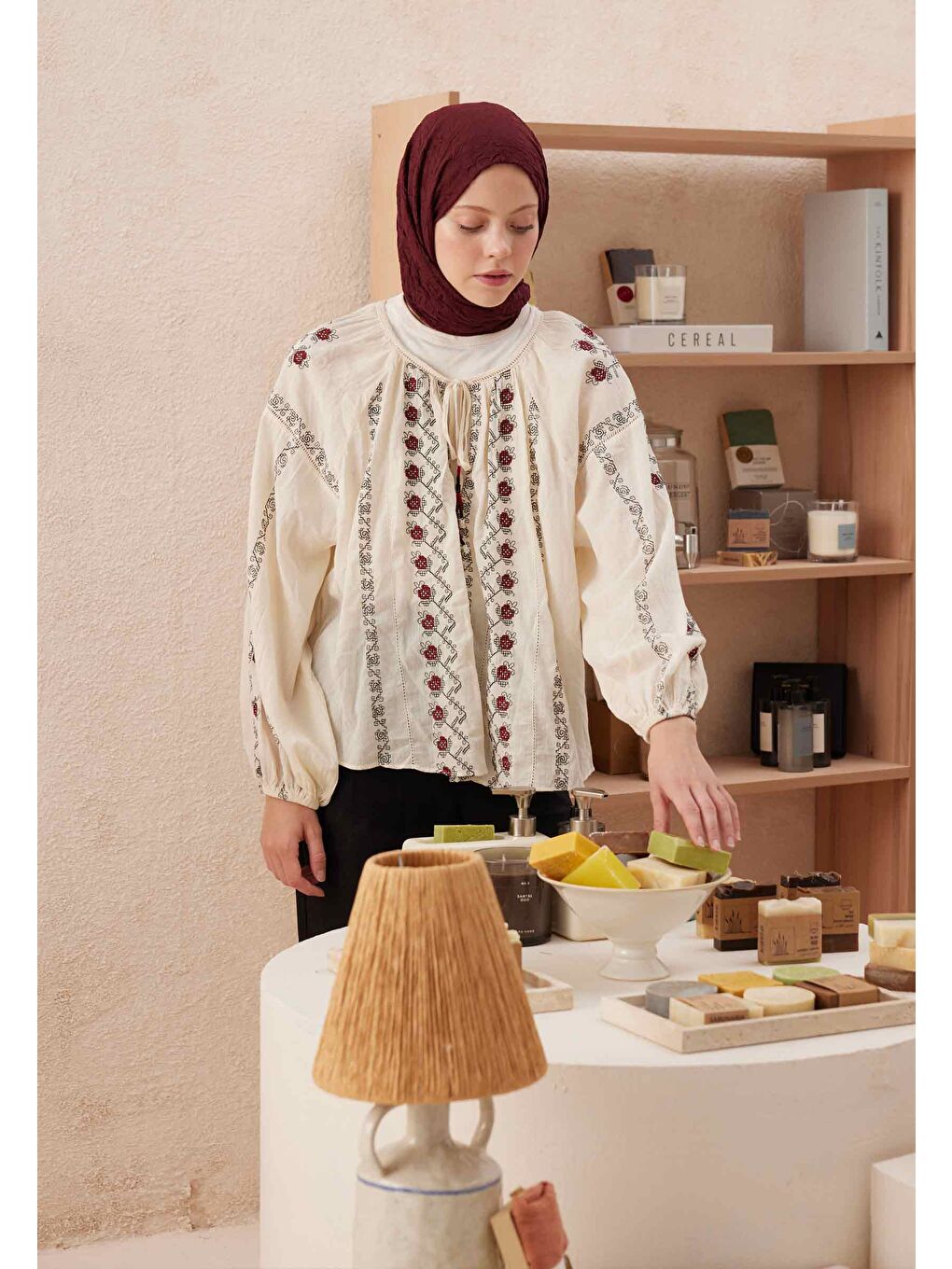 Vual Crash Şal Bordo-1