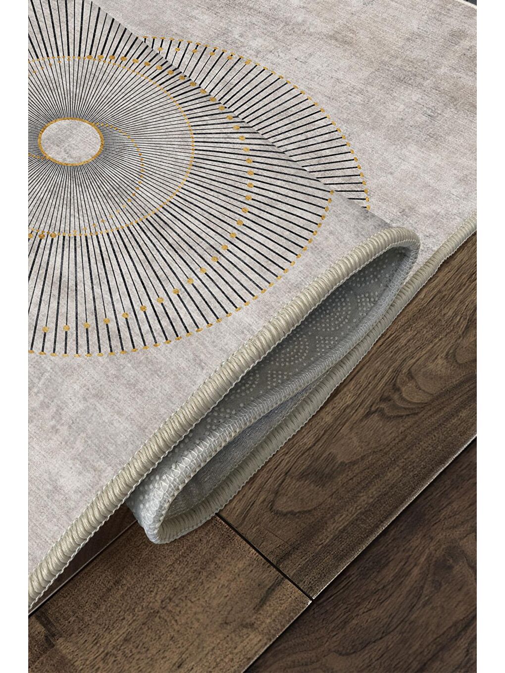 Gri Özel Tasarım, Kaymaz Taban, İnce, Yıkanabilir, Modern Halı WOOKECE1448 60x100-4