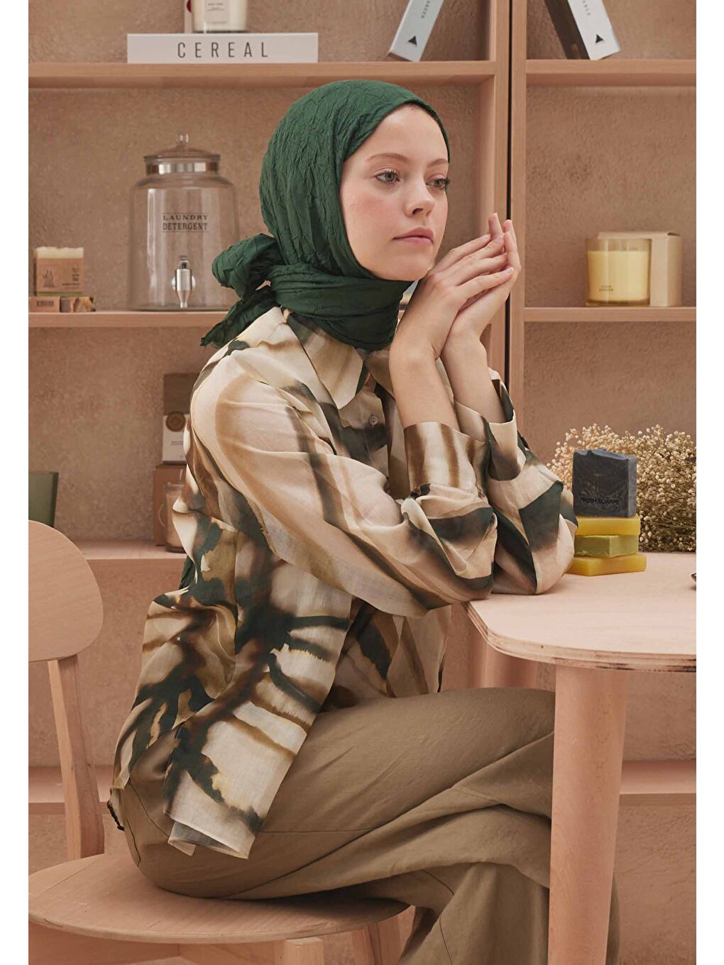 Yeşil Vual Crash Şal Zümrüt-1