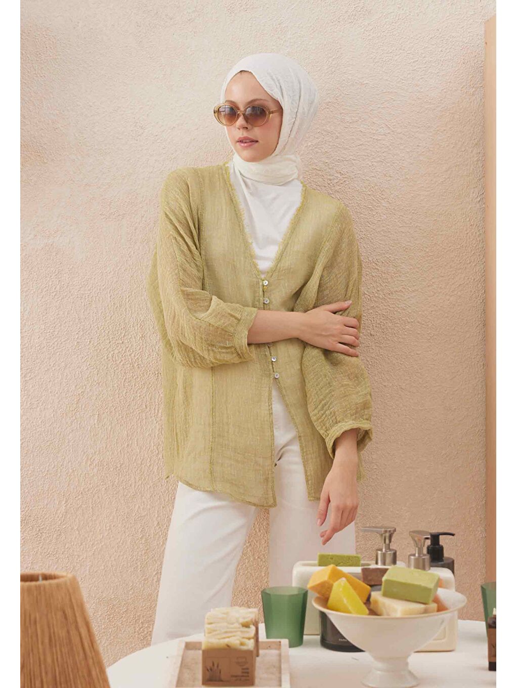 Vual Crash Şal Beyaz-1