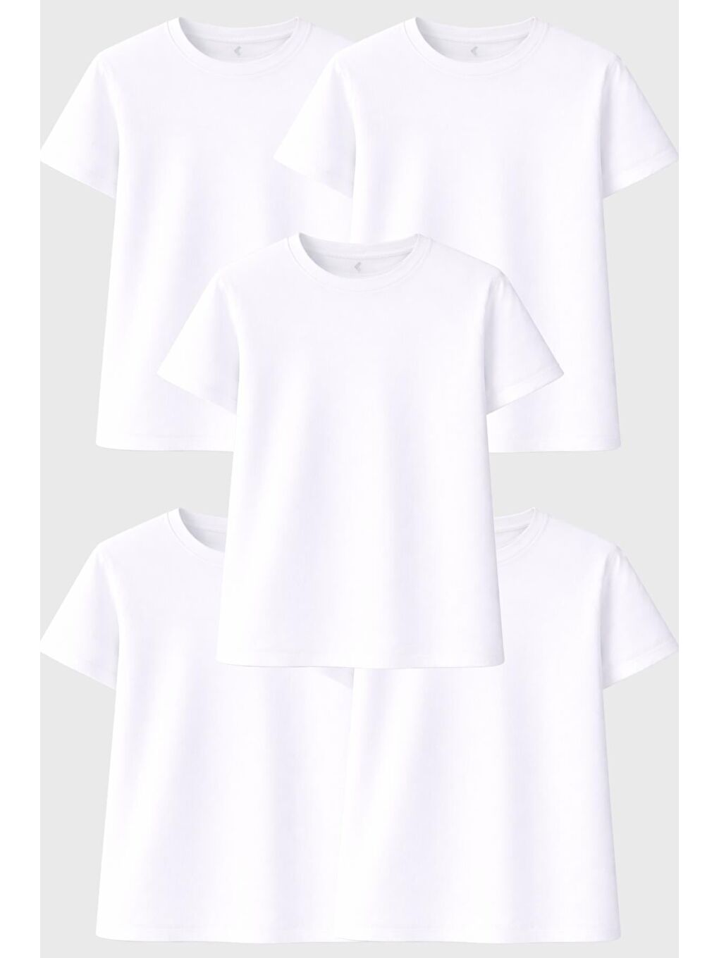 Beyaz Kadın 5 Adet Basic Tişört Seti, 30/1 Süprem Pamuk, Yumuşak Doku, Bisiklet Yaka