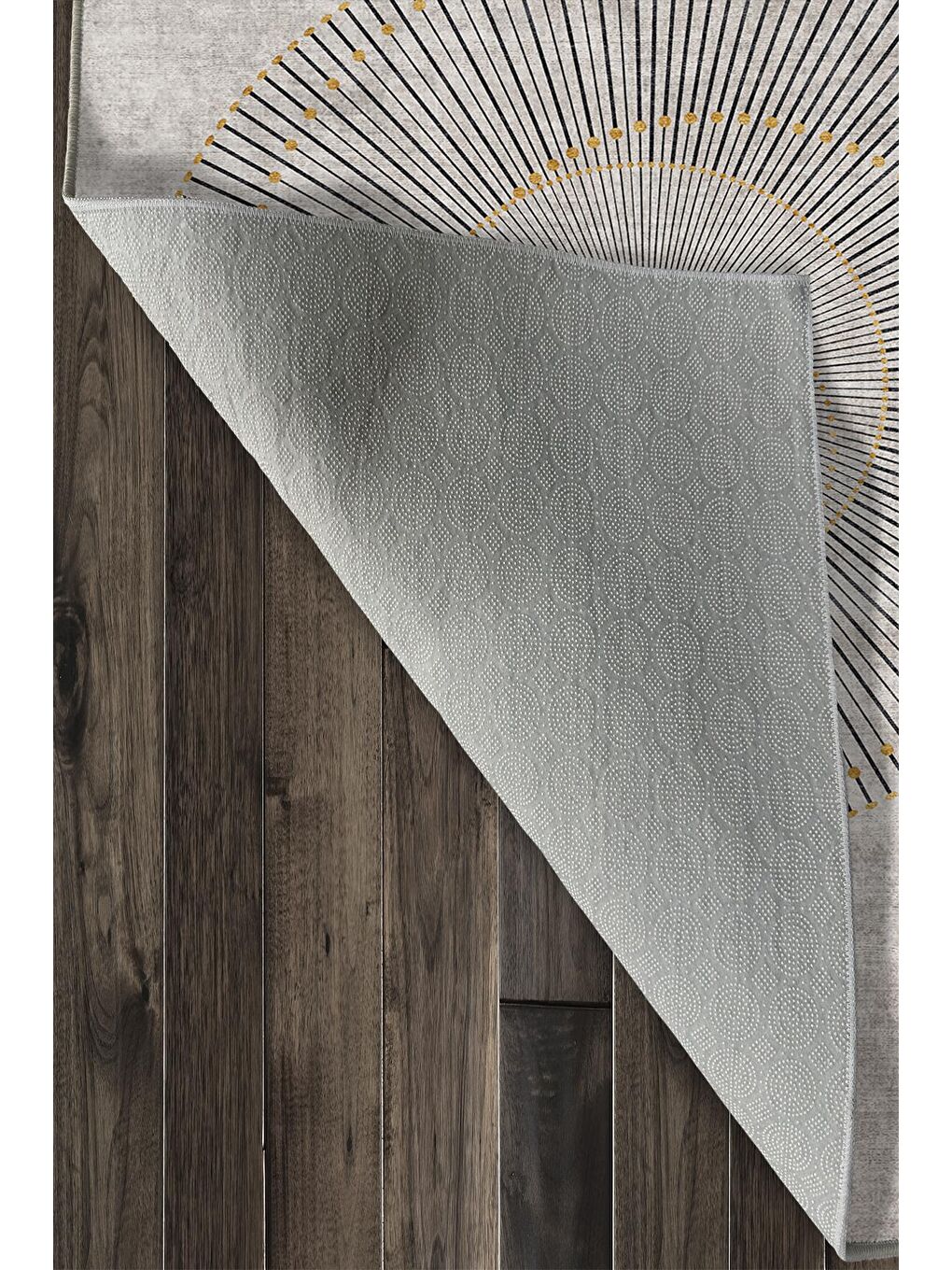 Gri Özel Tasarım, Kaymaz Taban, İnce, Yıkanabilir, Modern Halı WOOKECE1448 60x100-6