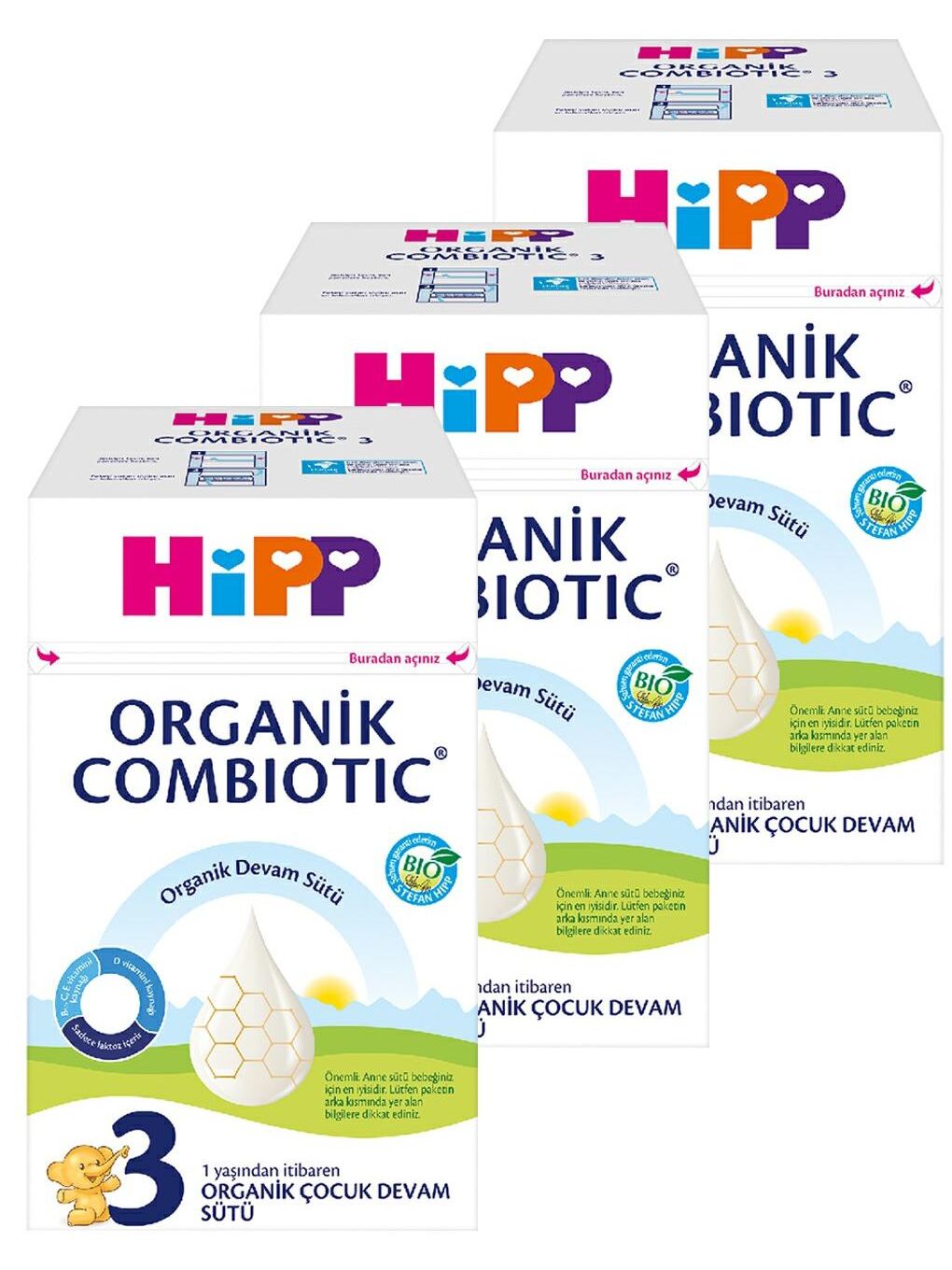 HiPP Renksiz 3 Combiotic Organik Devam Sütü 800 gr x 3 Adet