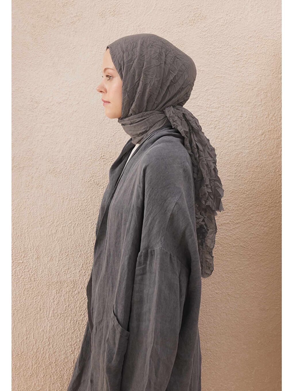 Gri Vual Crash Şal Duman-3