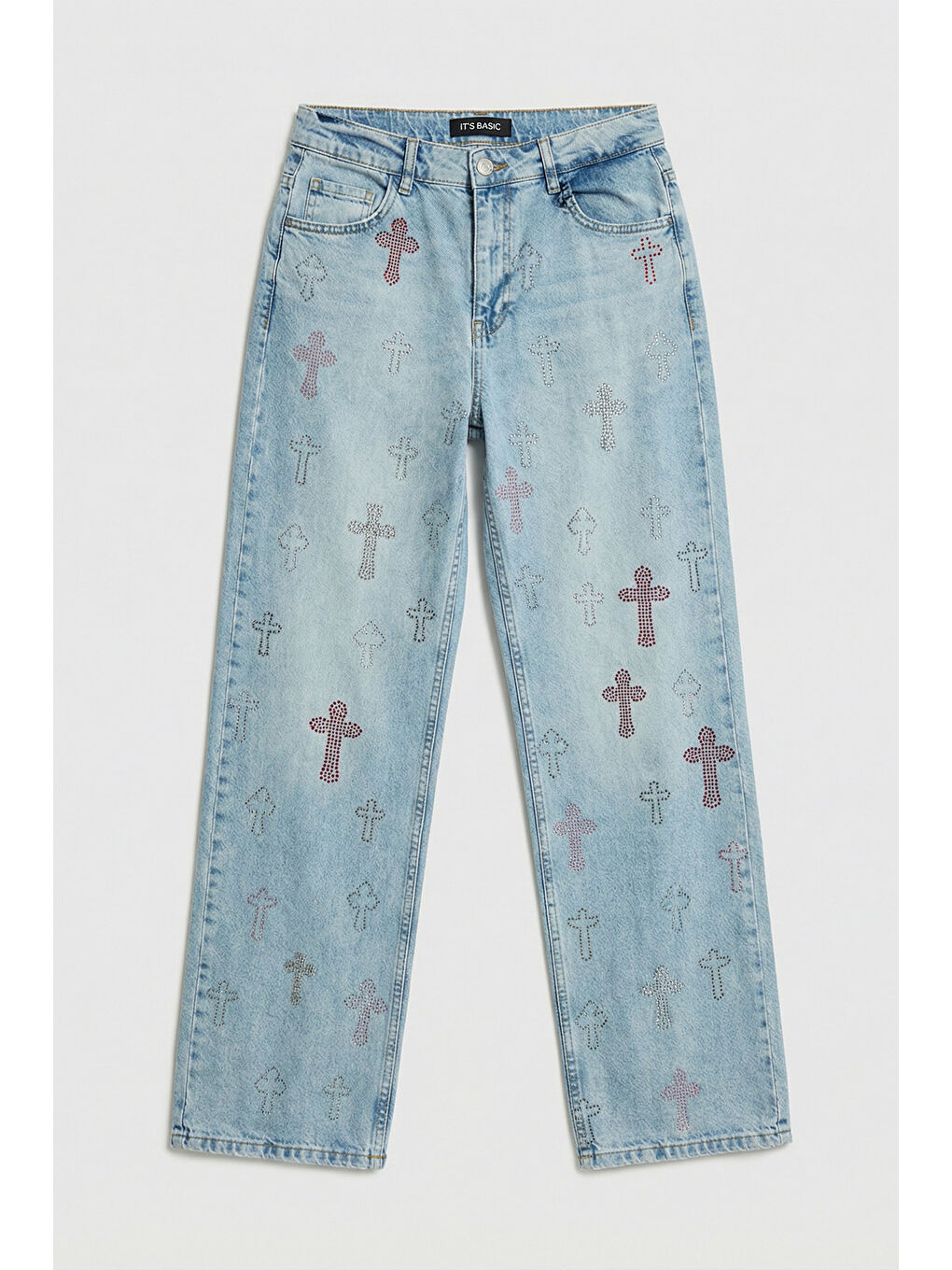 Mavi Kadın Jean Rengi T-4s6-32 Özel Parlak Taşlı Elastan Kumaş Tasarım Denim Jean-4