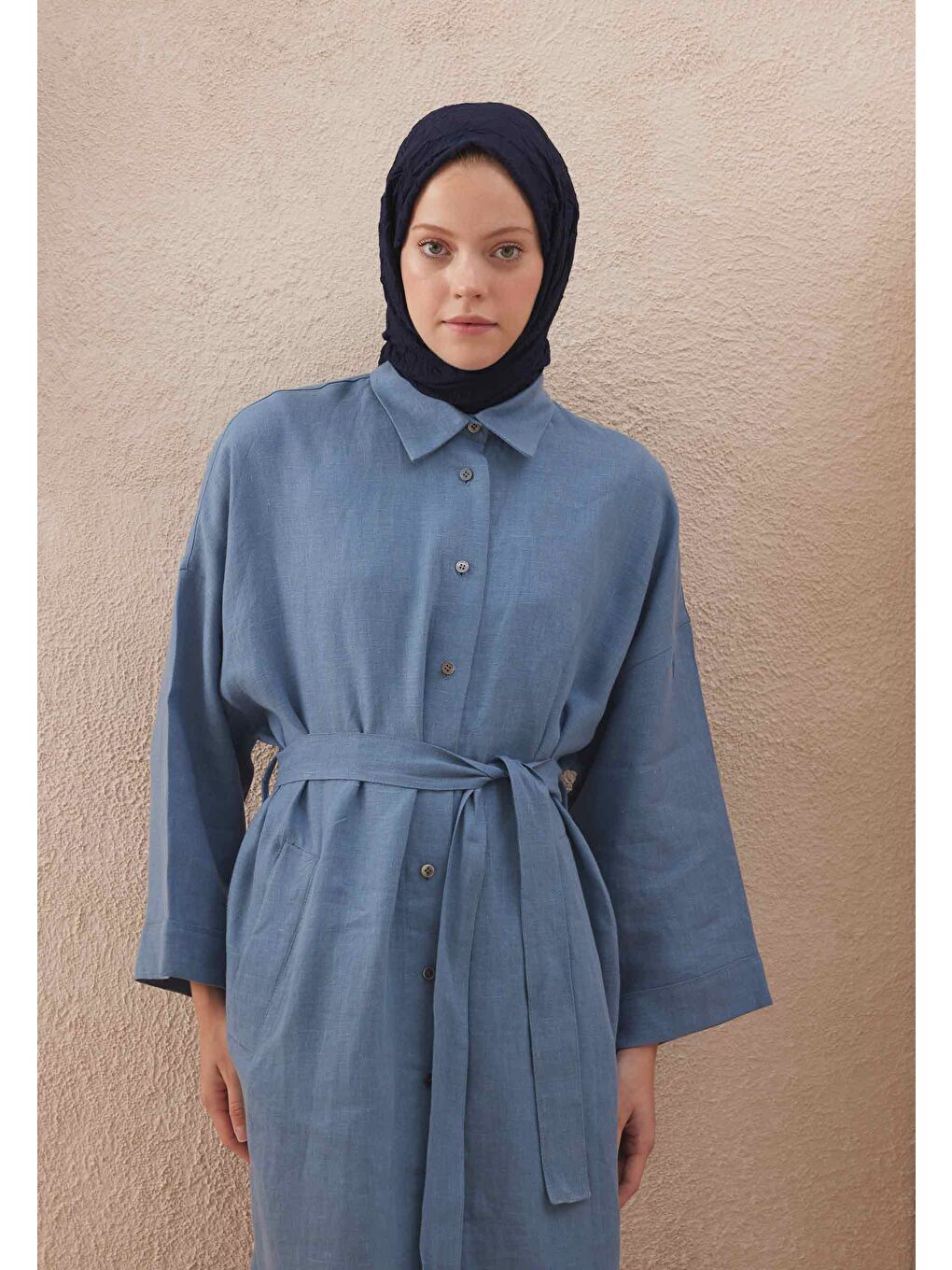 Vual Crash Şal Lacivert-3