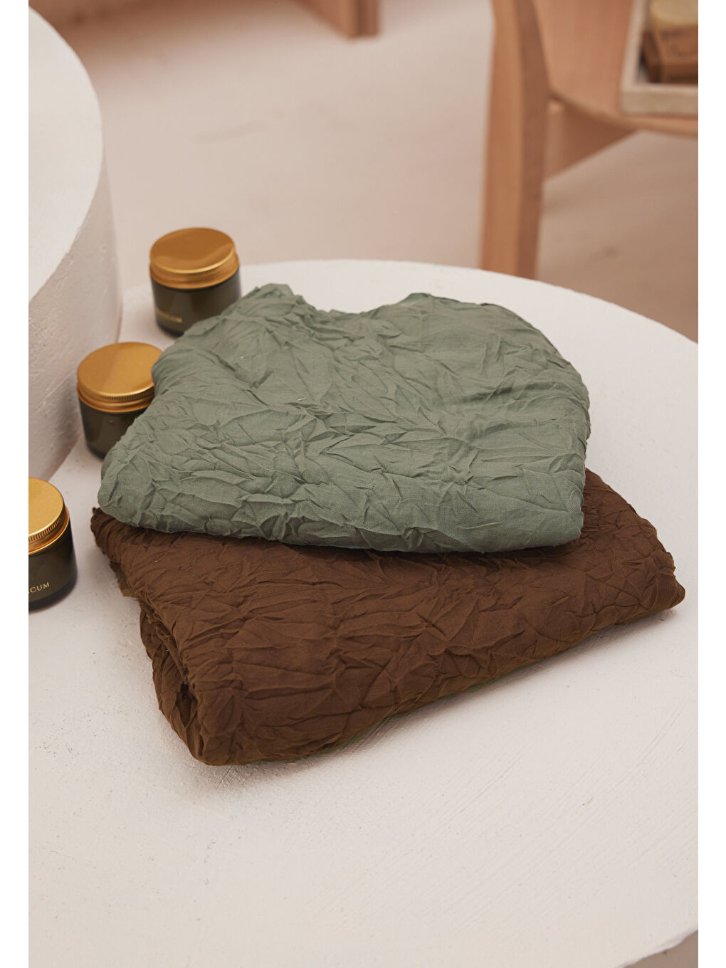 Kahverengi Vual Crash Şal Ağaç Kabuğu