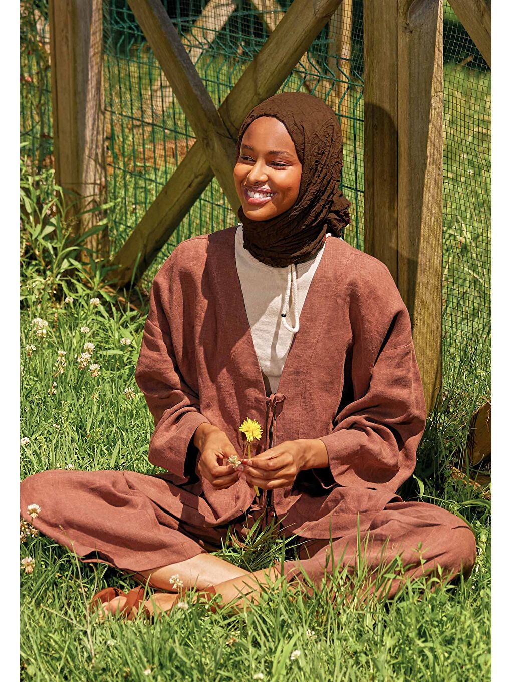 Kahverengi Vual Crash Şal Ağaç Kabuğu-1