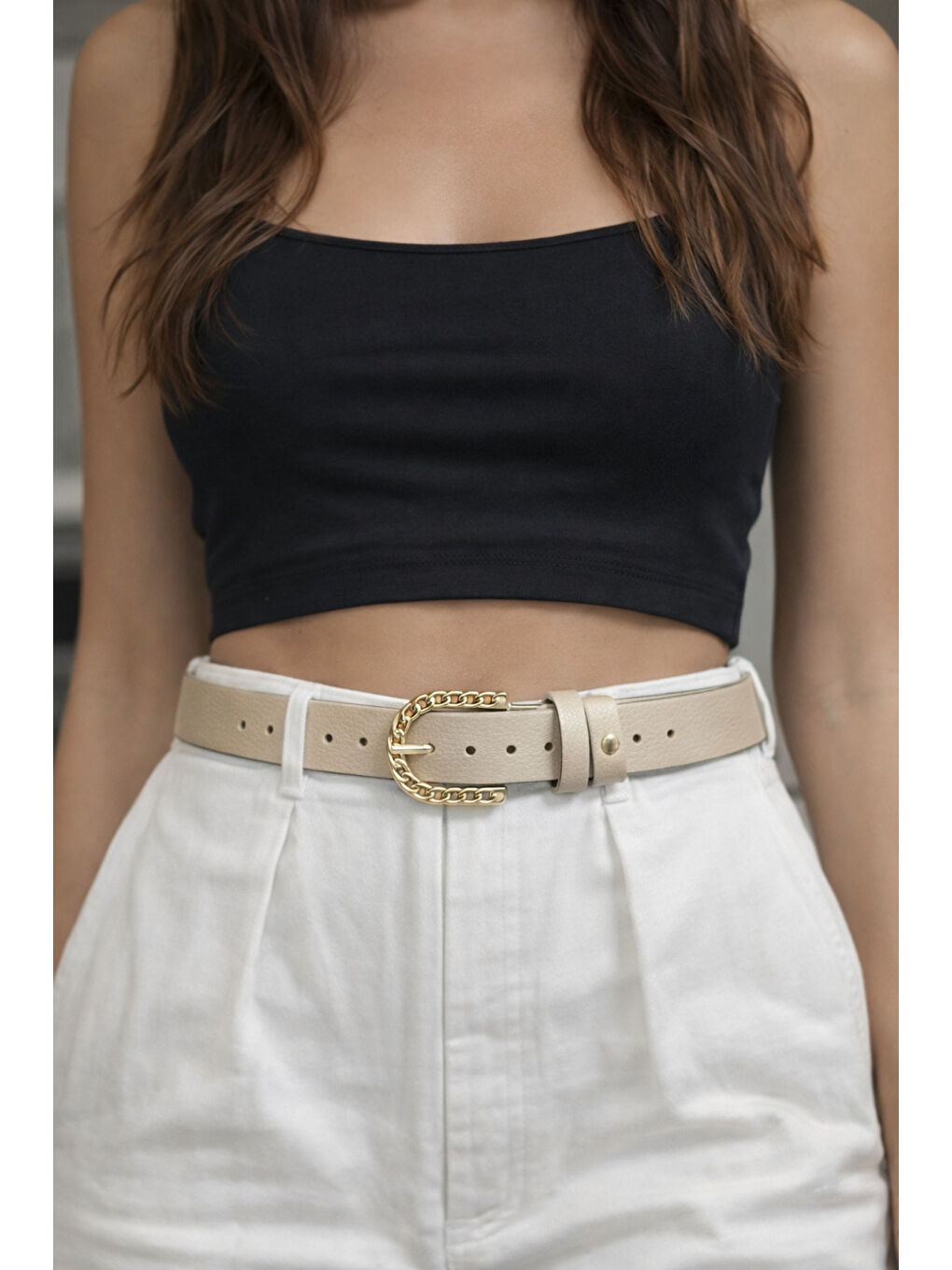 Sarmal Toka Detaylı Bej Kemer KMR006 BEJ