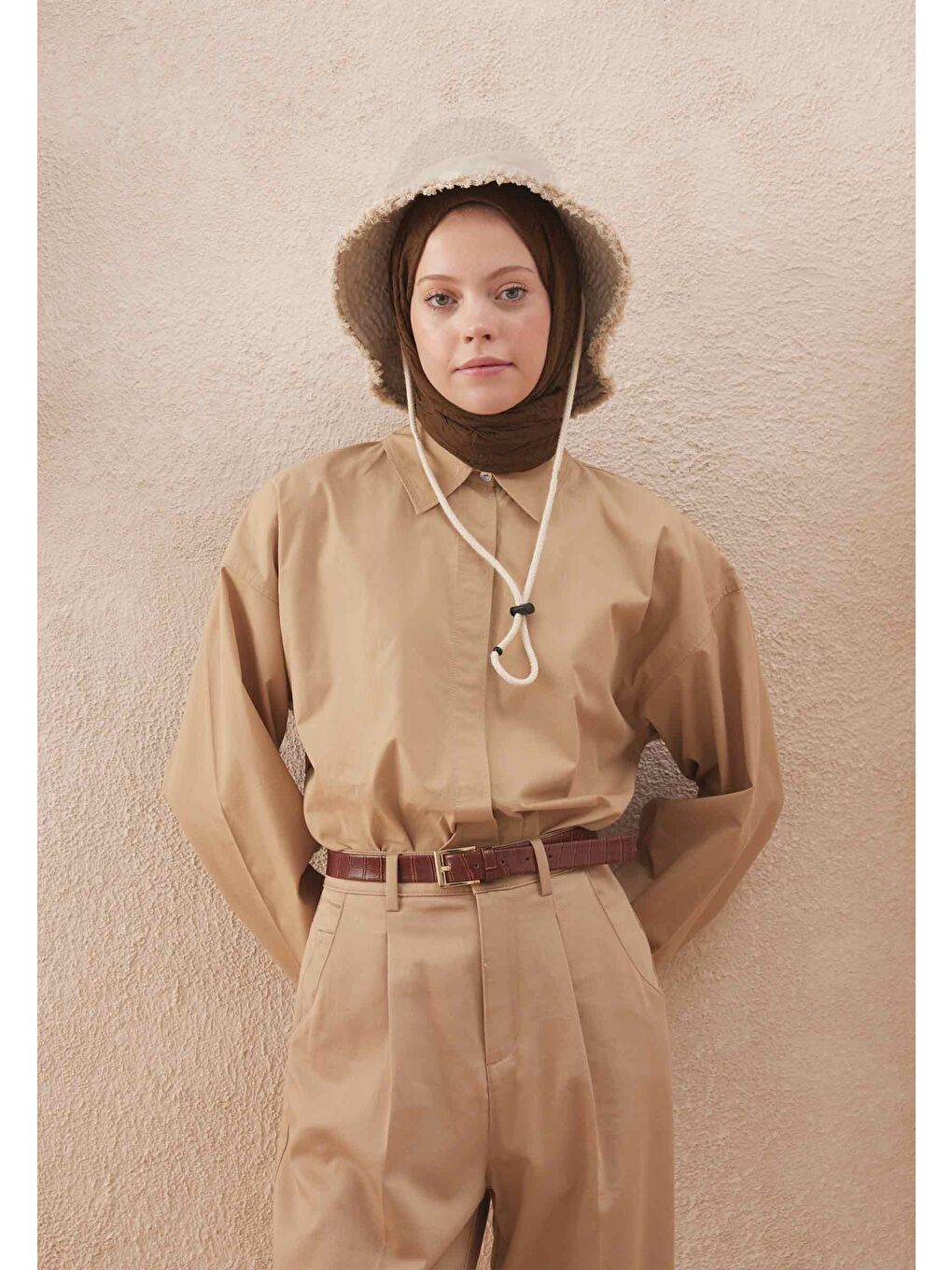 Kahverengi Vual Crash Şal Ağaç Kabuğu-2