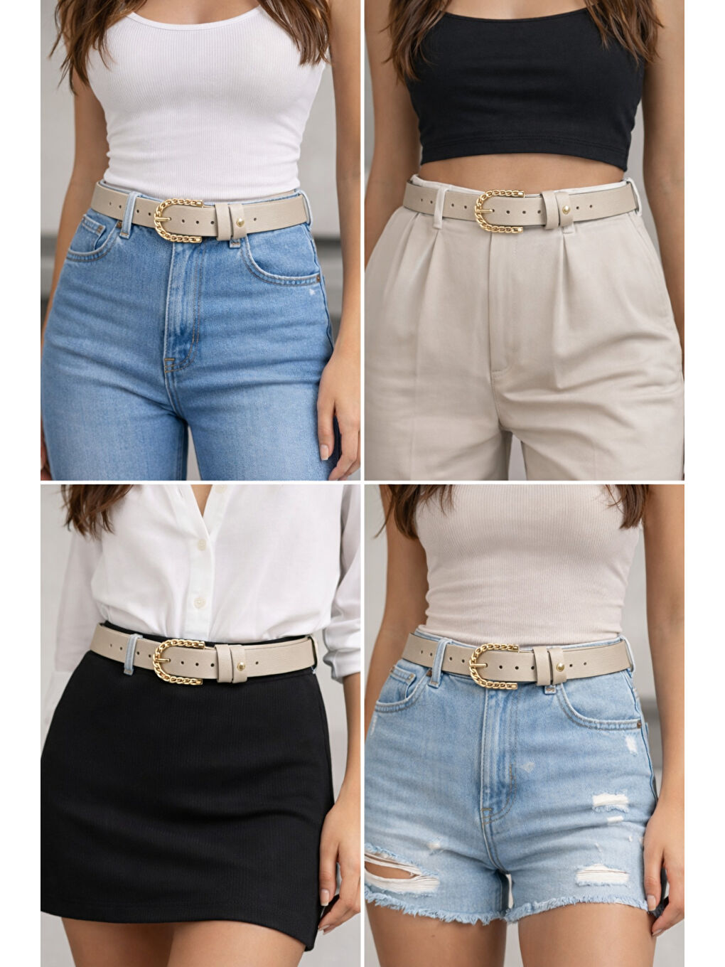 Sarmal Toka Detaylı Bej Kemer KMR006 BEJ-1