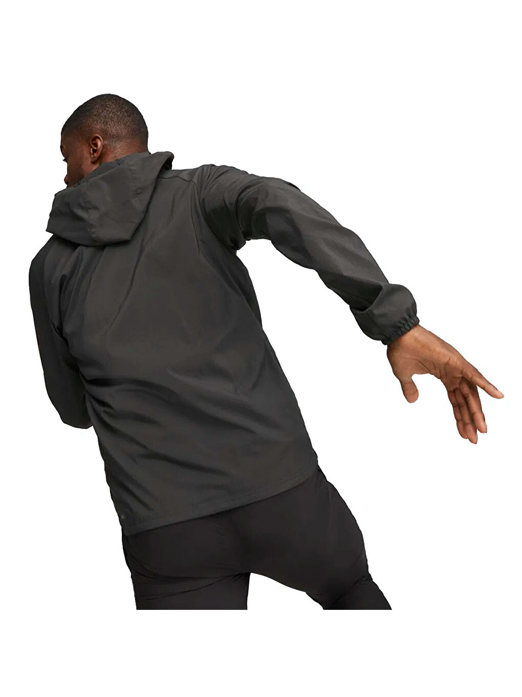 Run Favorite Hooded Erkek Siyah Kapüşonlu Fermuarlı Sweatshirt-1