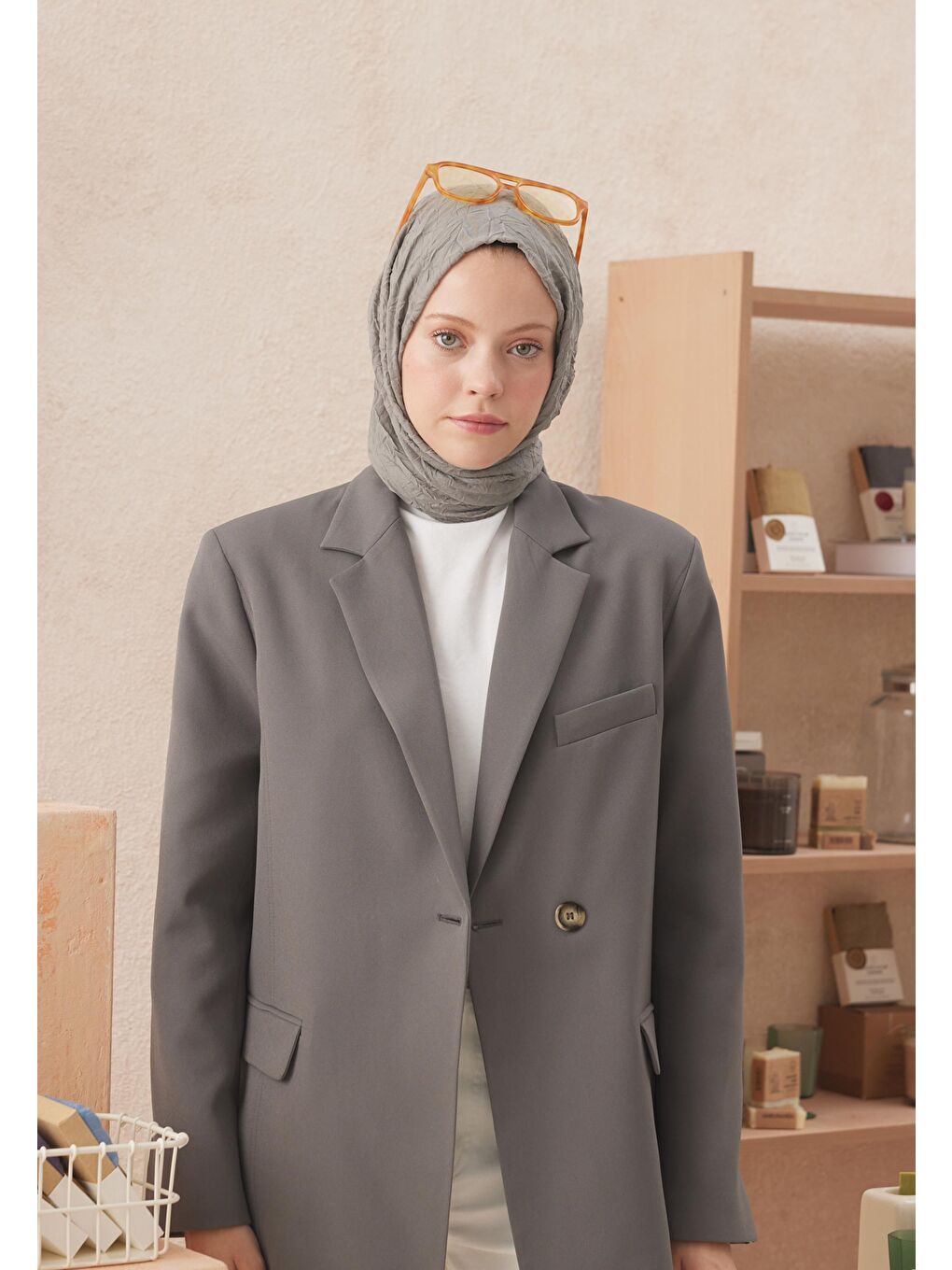 Vual Crash Şal Sıcak Gri-1