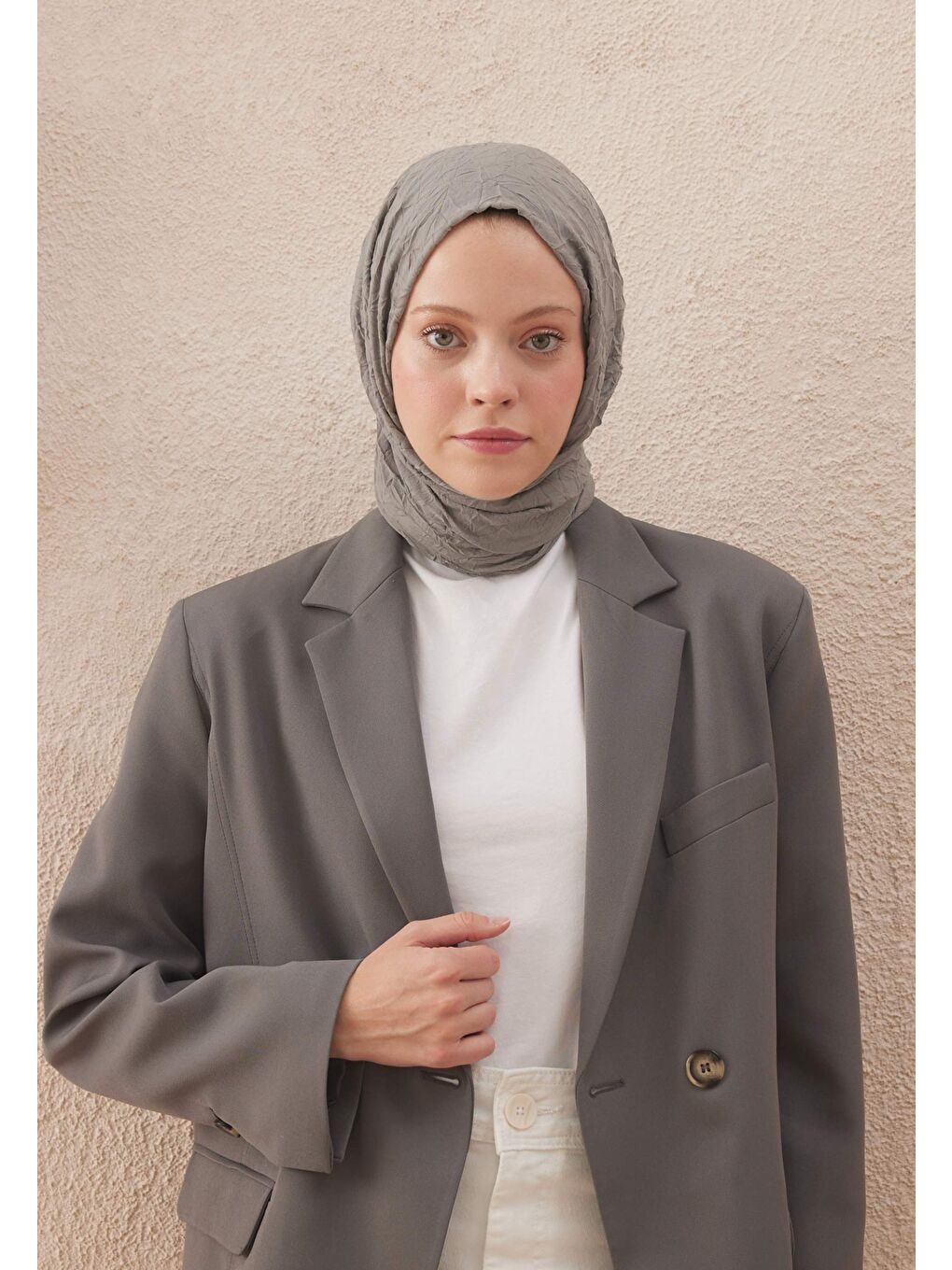 Vual Crash Şal Sıcak Gri-3