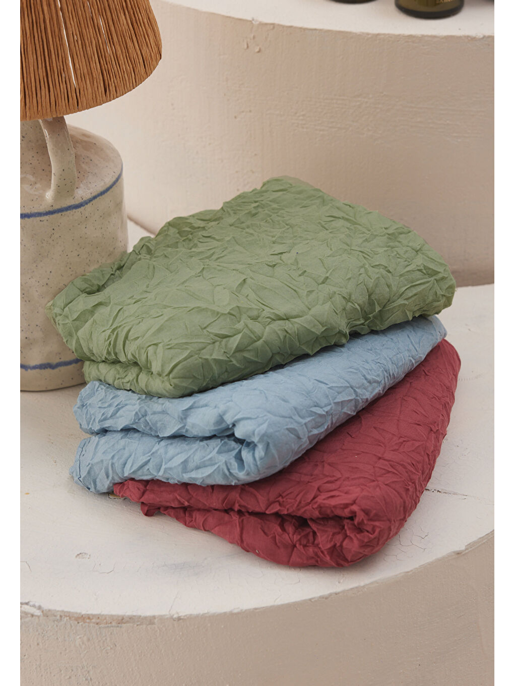 Yeşil Vual Crash Şal Yaprak