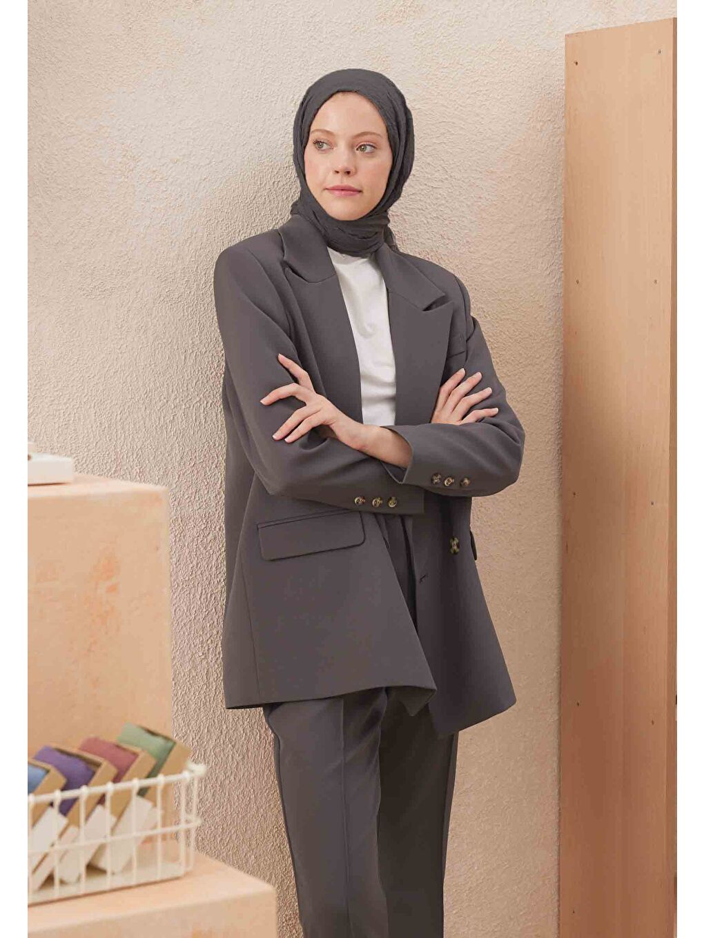 Vual Crash Şal Metalik Gri