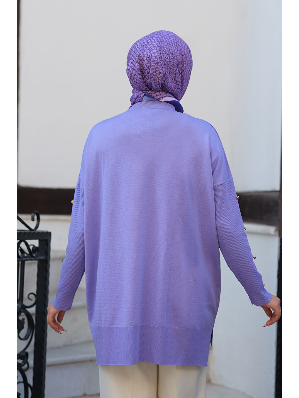 Locco Moda Lila Kolları Düğme Detaylı Tunik Lila - 3