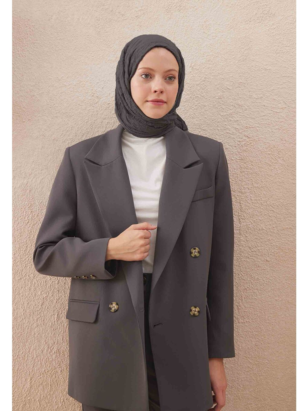 Vual Crash Şal Metalik Gri-3