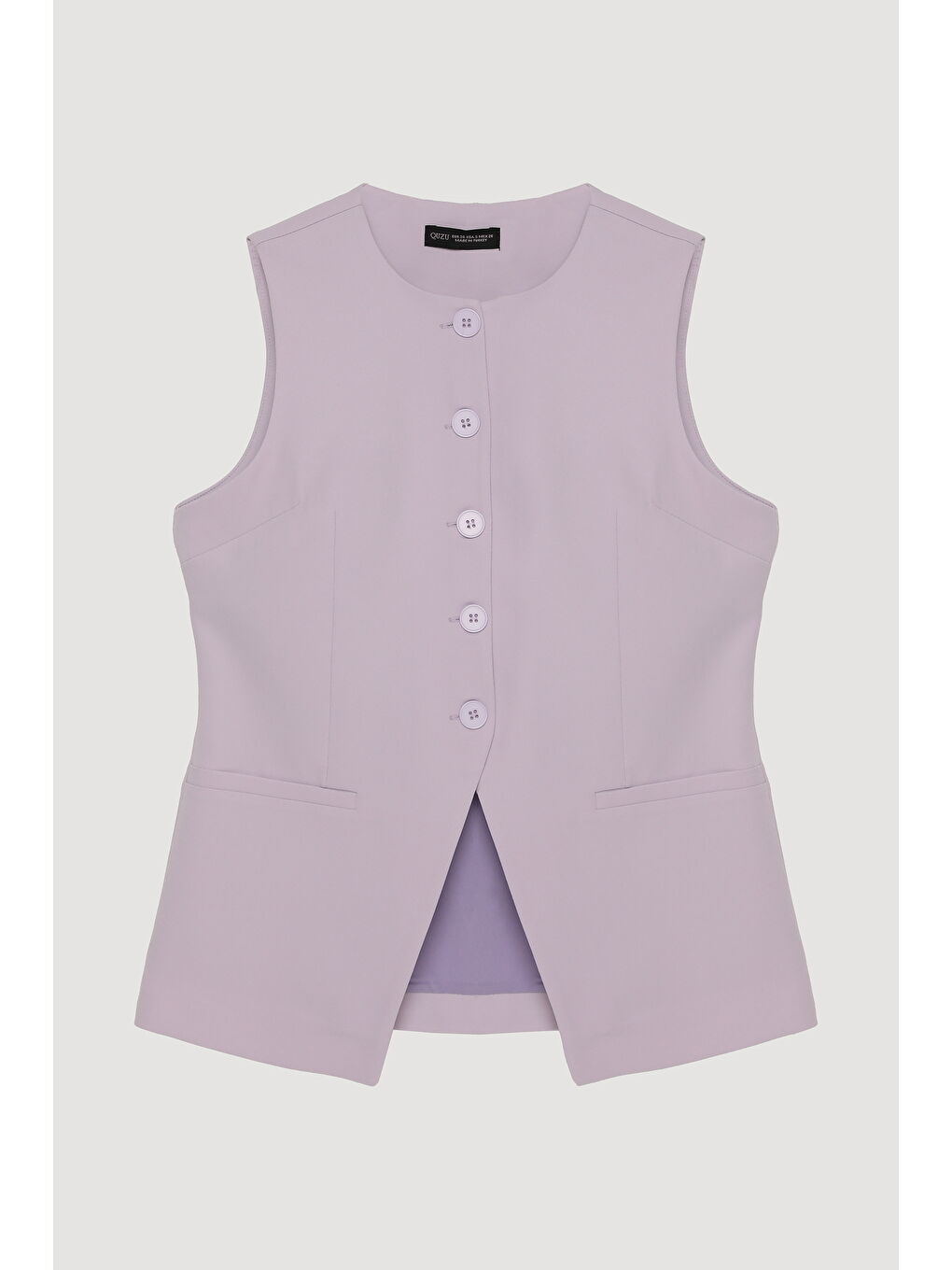 Düğmeli V Kesim Kolsuz Yelek Lila