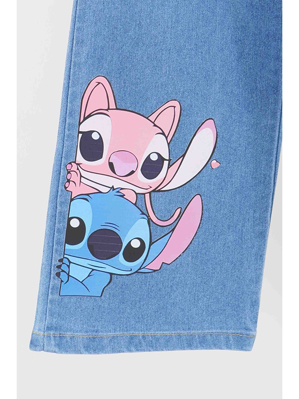 Kız Çocuk Mavi Baskılı Jean Pantolon - 27456-2