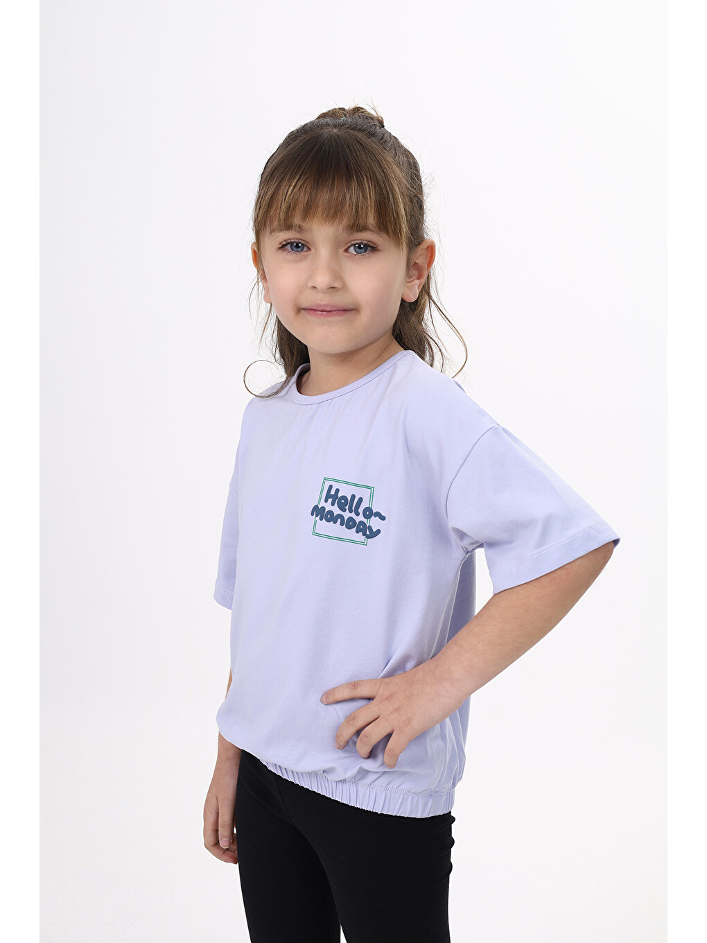 Lila Kız Çocuk Baskılı Tişört