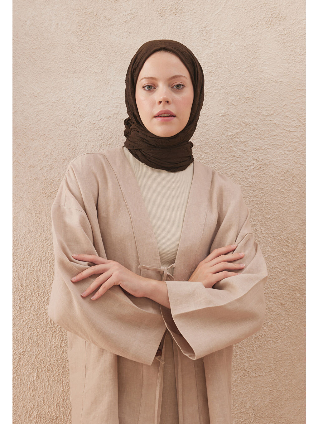 Kahverengi Vual Crash Şal Acı Kahve-2