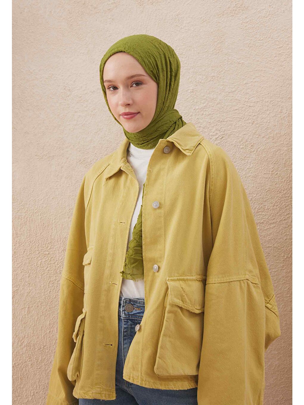 Vual Crash Şal Yağ Yeşili-3