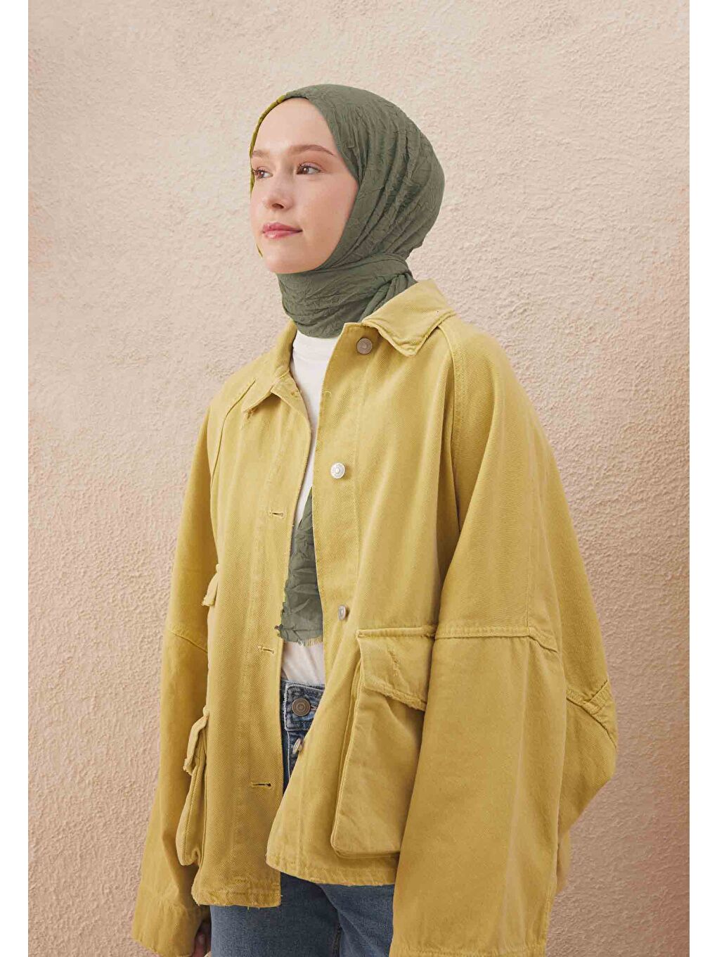 Yeşil Vual Crash Şal Çağla