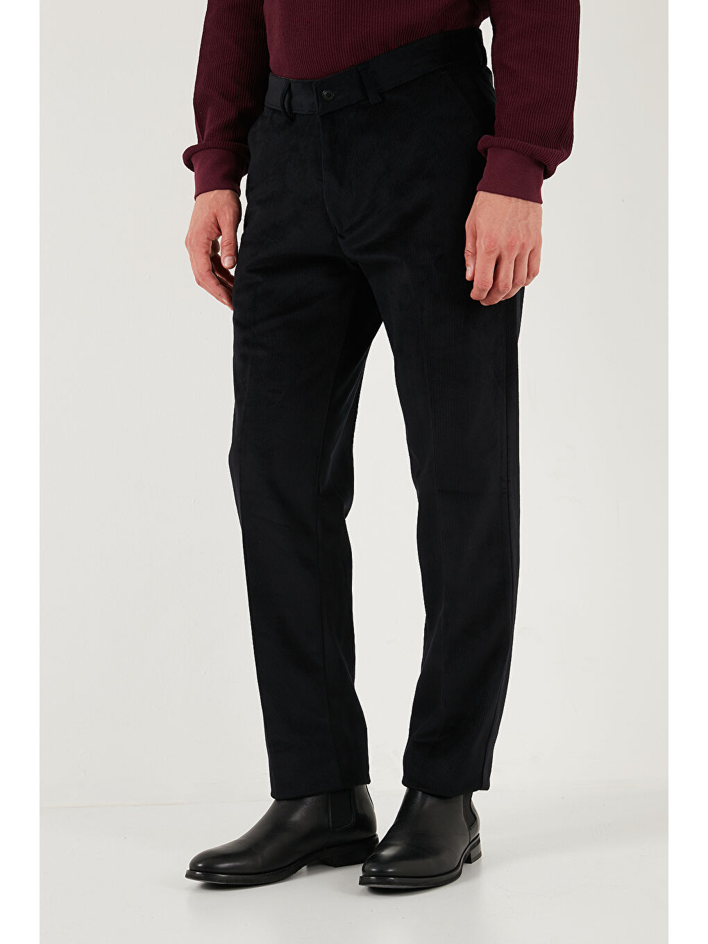 Gri Normal Bel Regular Fit Düz Paça 2'li Paket Kadife Pantolon 645MERLINS2-2