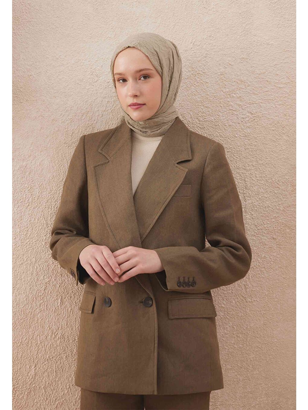 Vual Crash Şal Naturel Bej-3