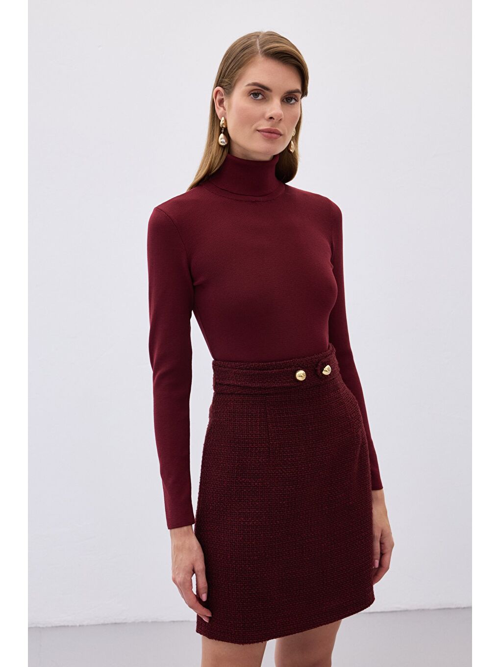 Tam Balıkçı Triko - Bordo-1